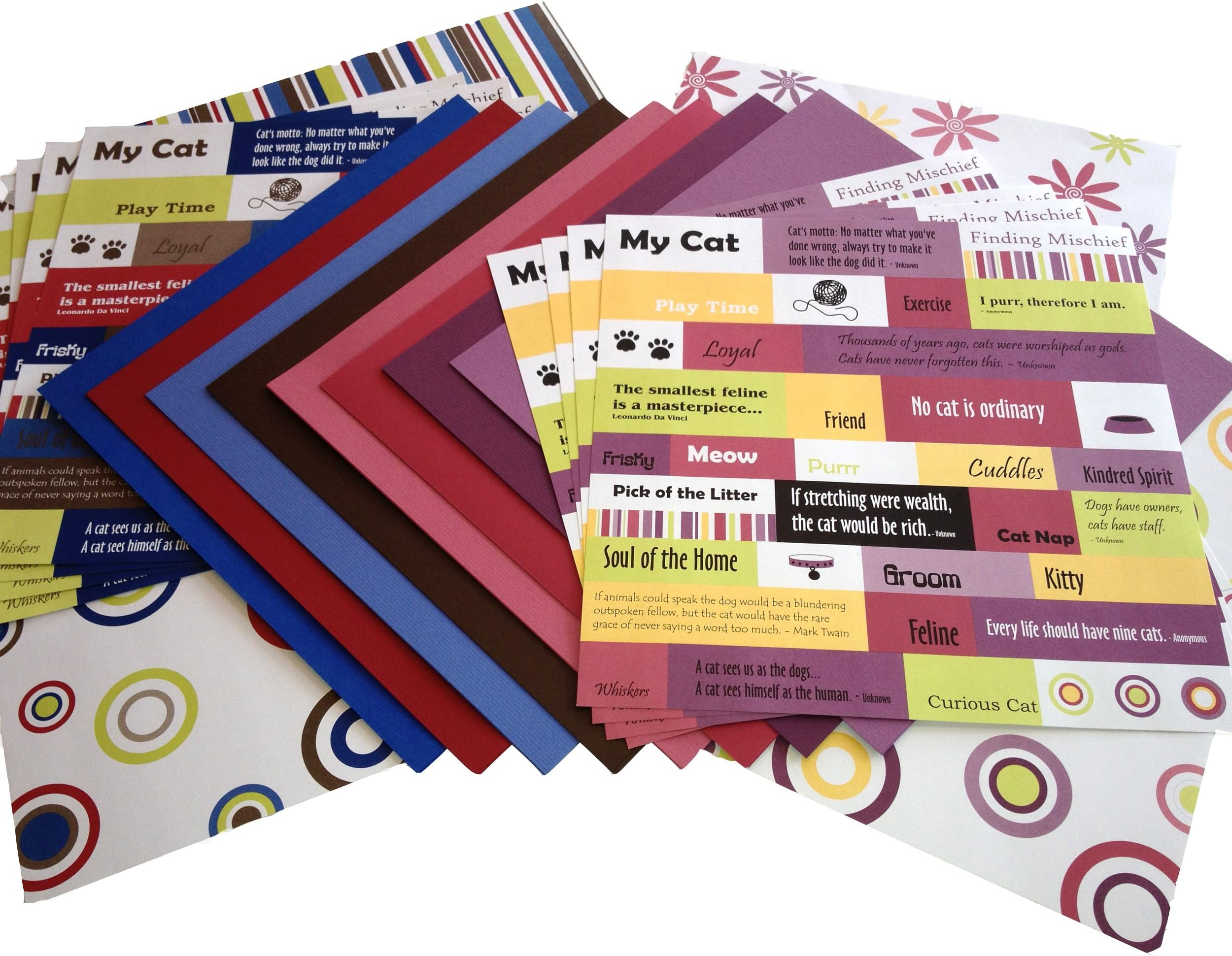 Scrapbook Sally 12-Inch by 12-Inch Kitty Cat Assorted Cardstock Pack