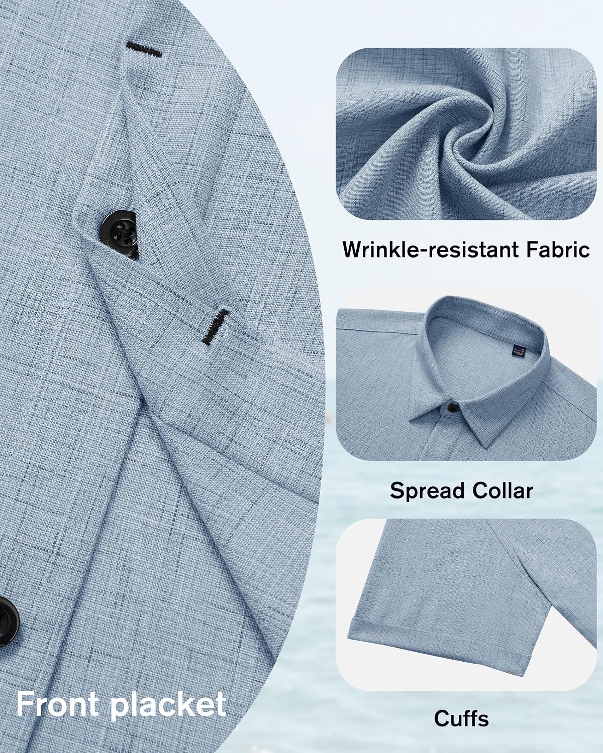Mens Linen Shirt Short Sleeve Button Down Shirts Casual Summer Tops