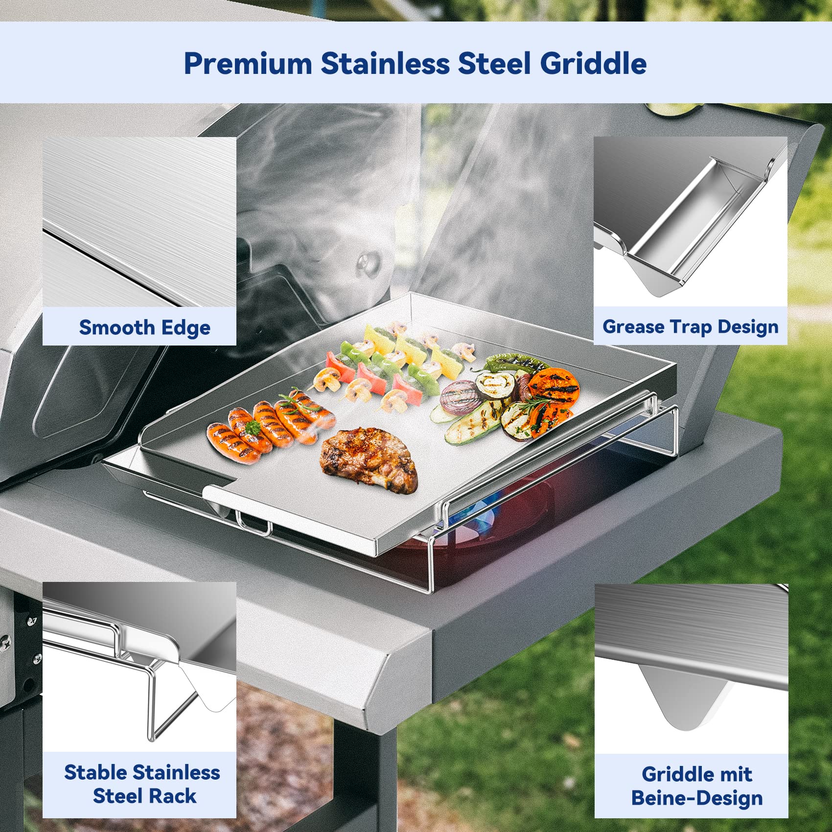 Onlyfire Piastra per Bruciatore Laterale Universale in Acciaio Inox Adatta Alla Maggior Parte Delle Griglie A Gas
