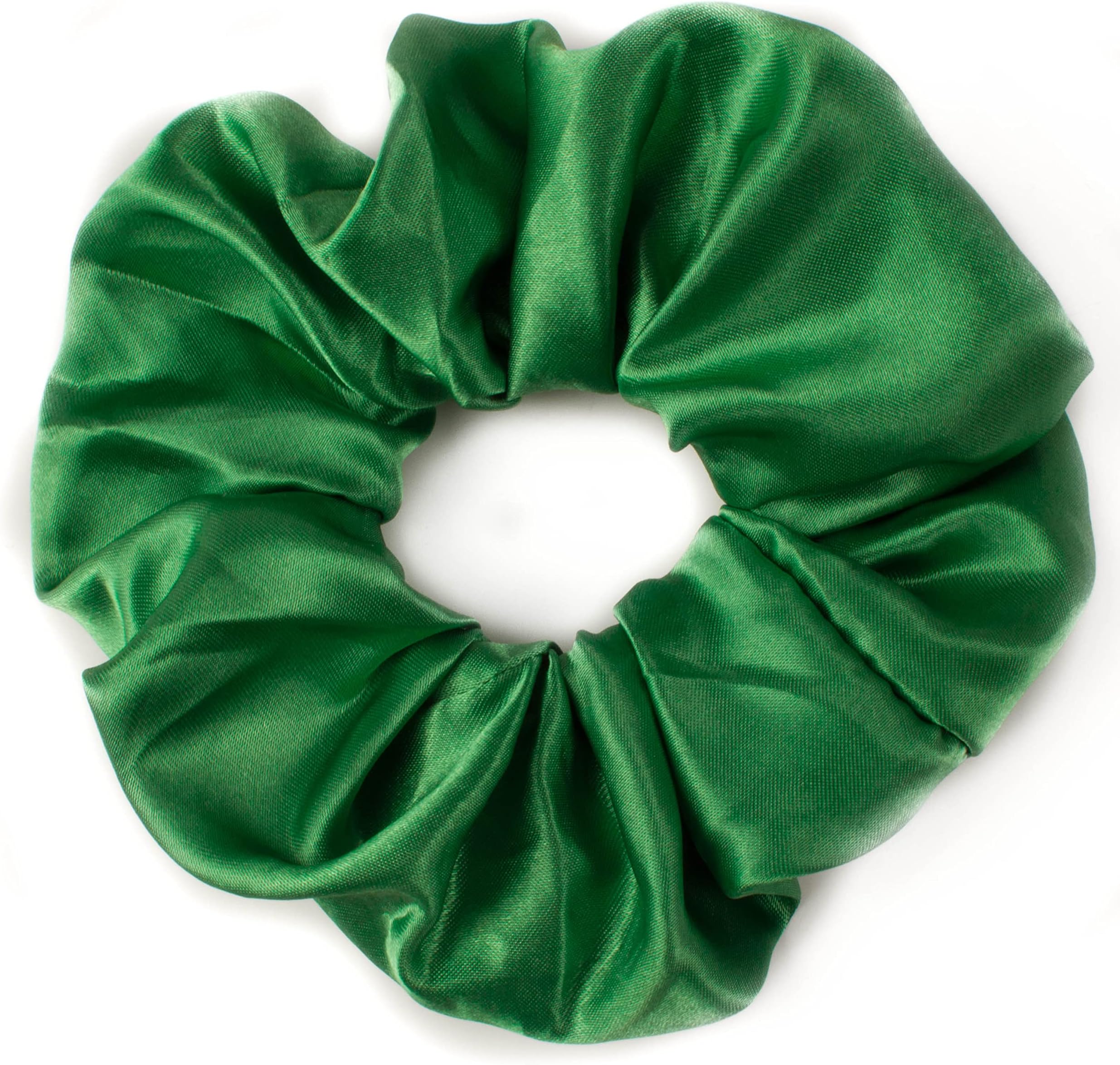 MytoptrendzLarge Luxurious Smooth Soft Silky Satin Plain Scrunchie Ponytail Hairbands Traceless For Girls Women Thick Curly Hair - (Green)