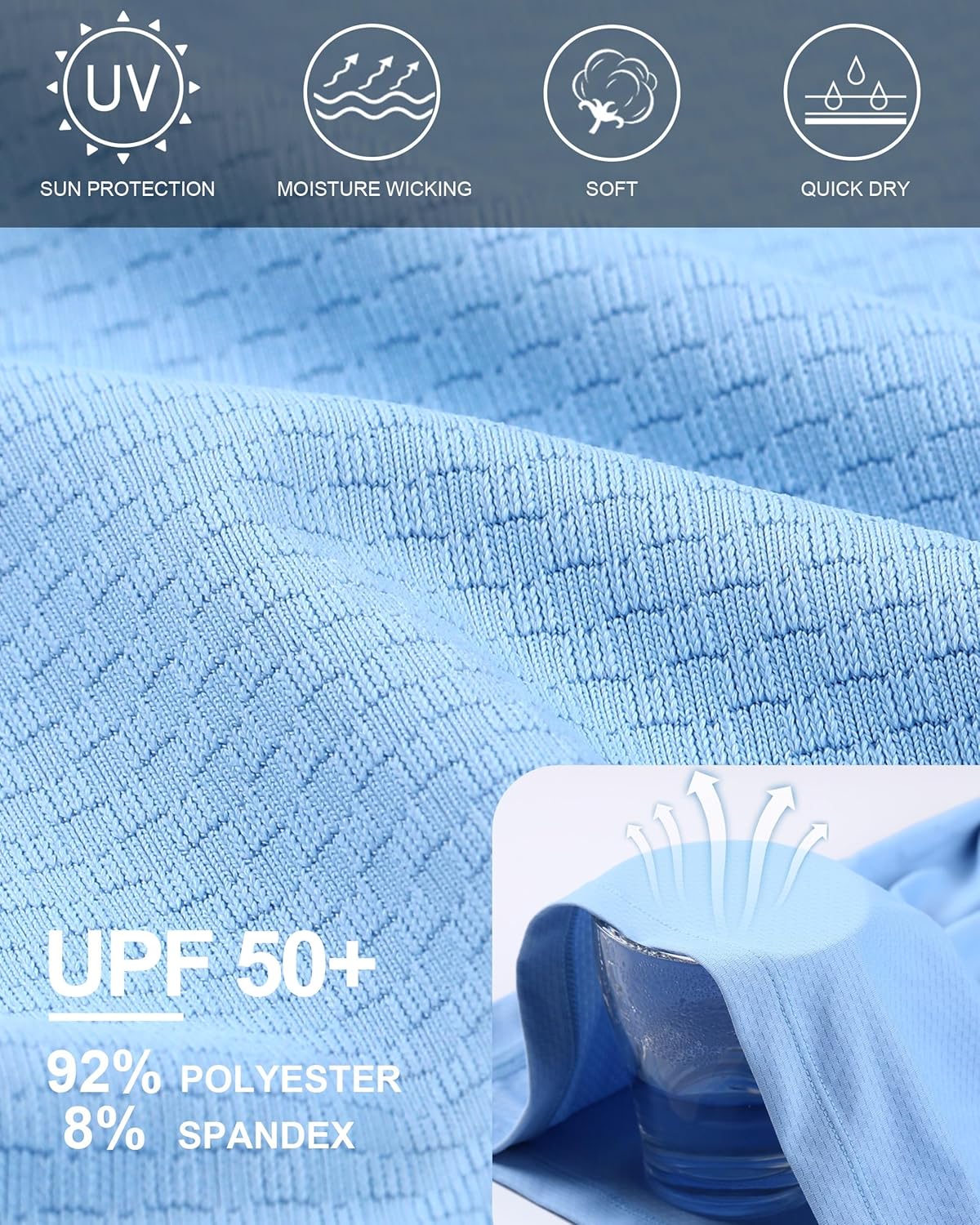 Roadbox Men's UPF 50+ Rash Guard Long Sleeve, Cool Dry UV Sun Protection Water T-Shirts, Lightweight Fishing Hiking Shirts - Image 4