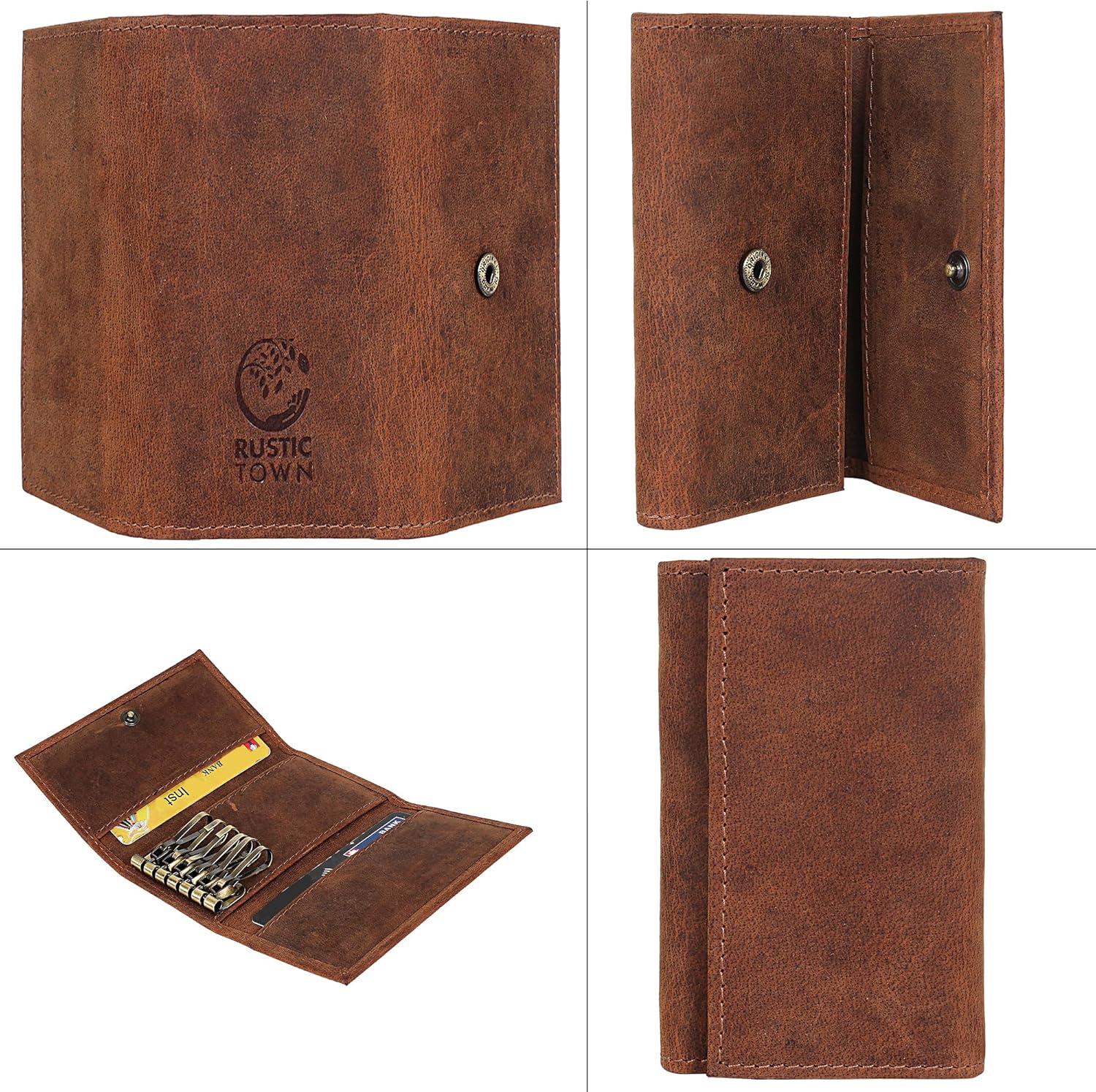 RUSTIC TOWN Leather Key Holder - Smart Fob Car Key Loop Wallet Slim Keychain Pouch - Practical Key Organizer for Men & Women - Image 6