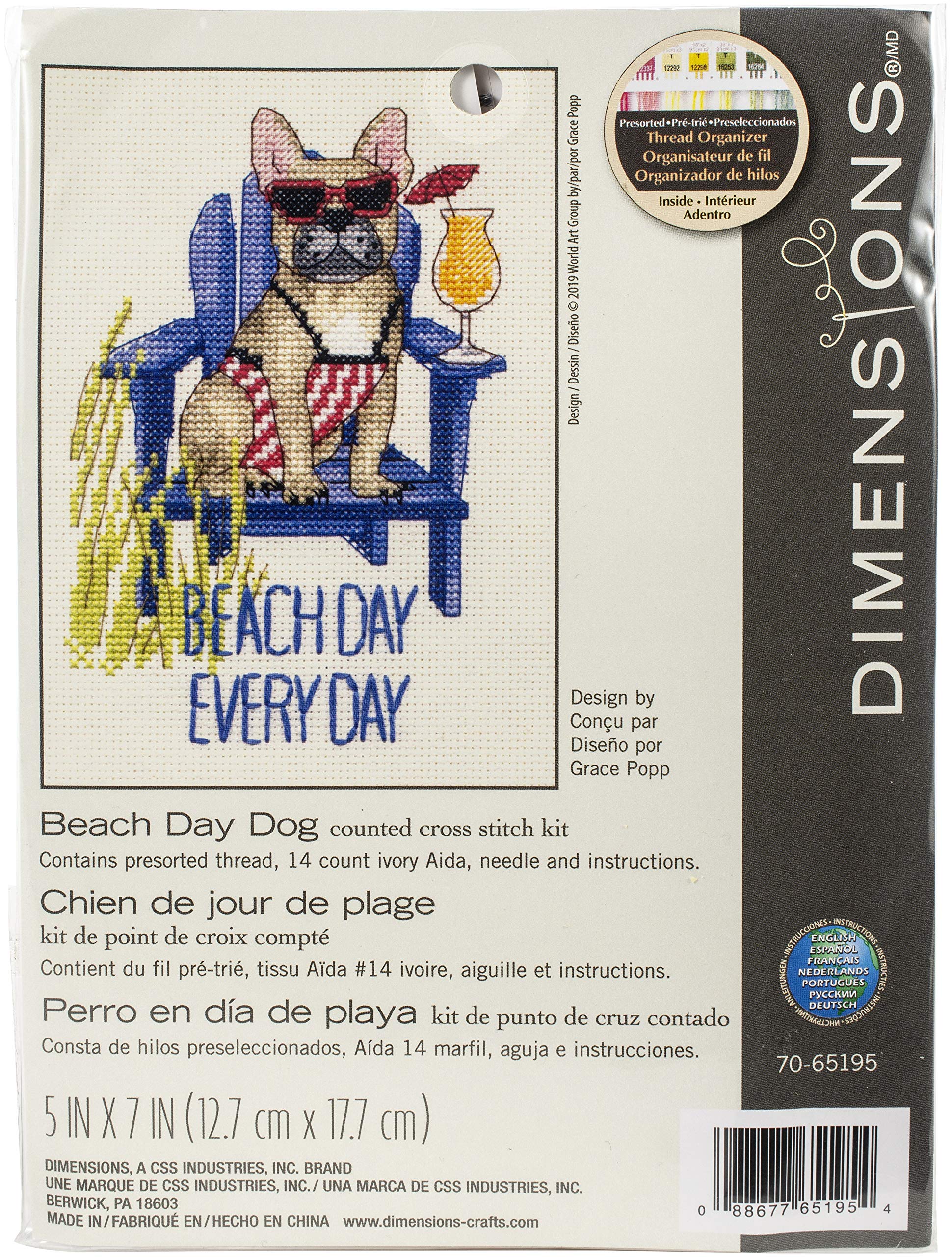 Point de croix pour chien de plage pour broder vos vacances d'été