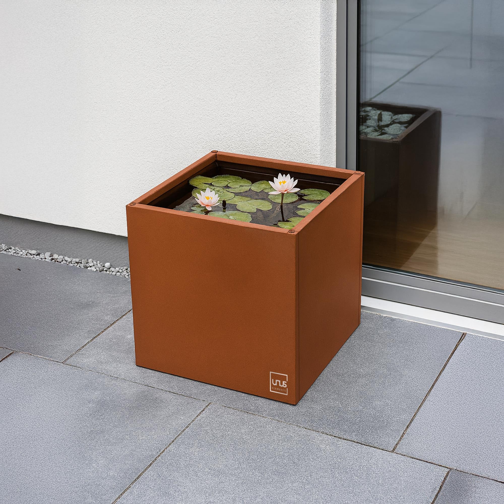 UNUS Pflanzkübel rechteckig 118x40x40cm Rostoptik wetterfest modern eckig rechteckig Blumenkübel Pflanzkasten für Garten Terrasse Balkon