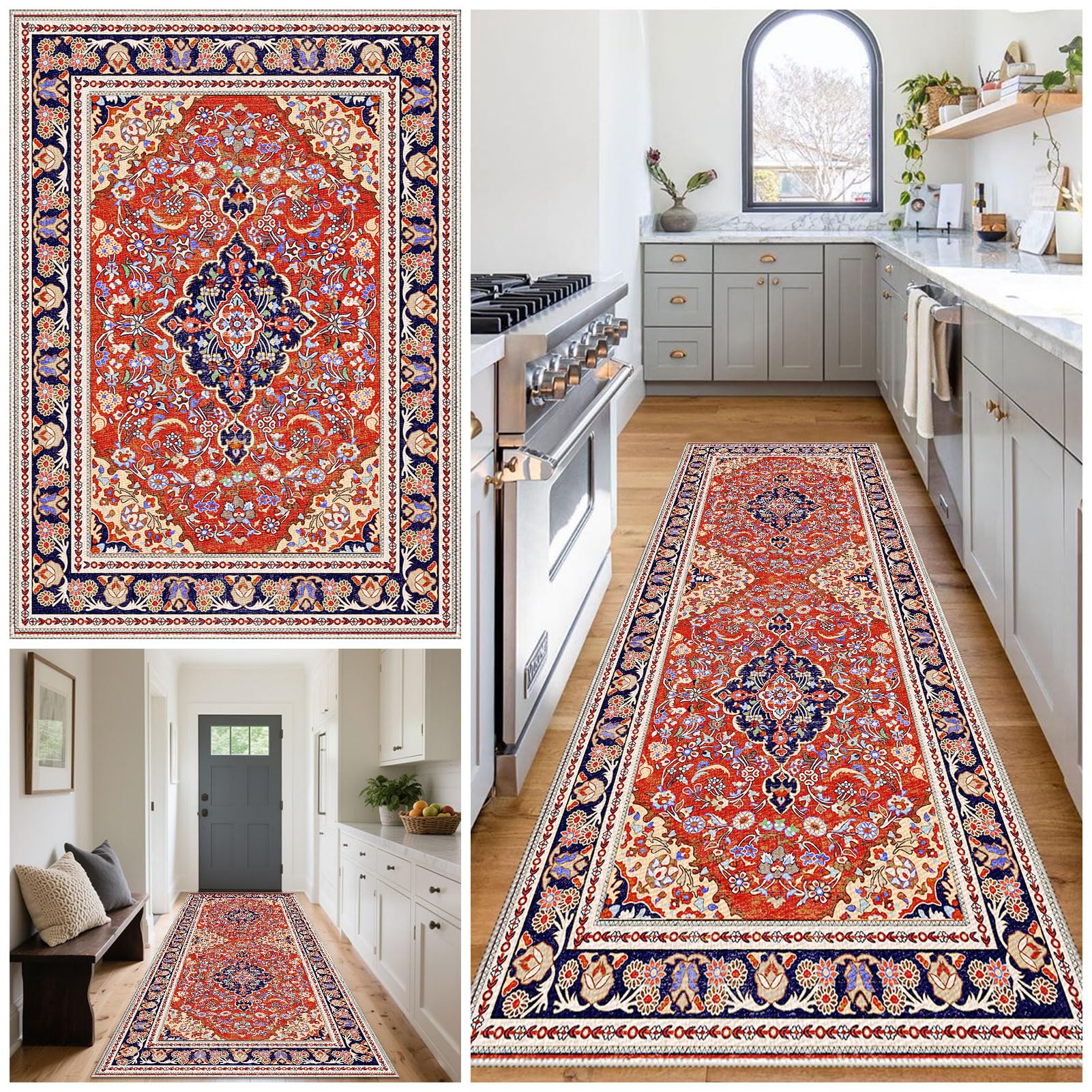 Carpet Runners for Hallways Non Slip Machine Washable Kitchen Runner Long Carpet Runner Absorbent Carpet Floor Mat Rug Hallway Hall Runner Narrow Rugs Area Rug Runner Rug for Hallway 90 x 150 cm