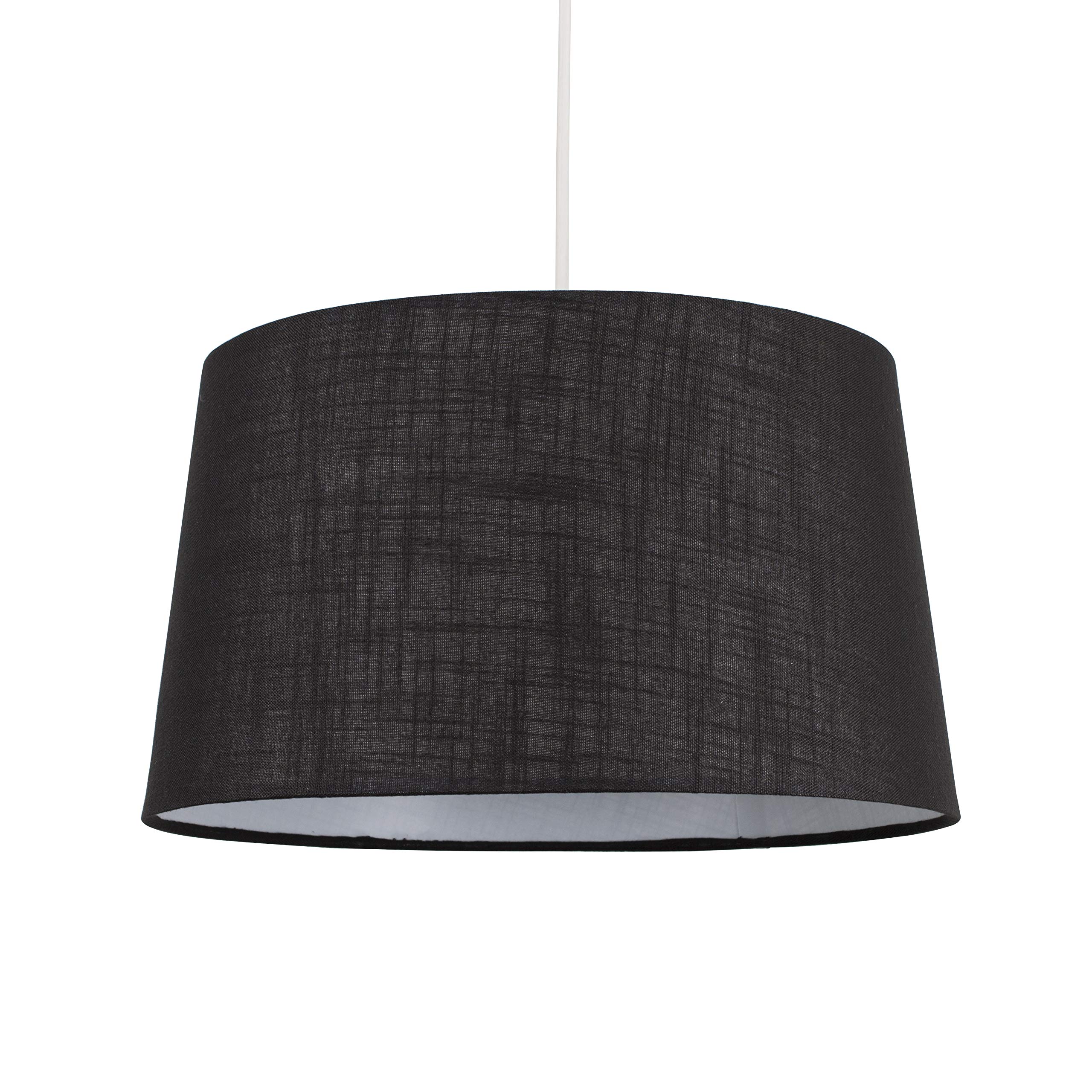 MiniSun | Modern Tapered Black Faux Linen Lampshade | Pendant Lights, Home Décor & Improvement Essential | 40cm Shade Width