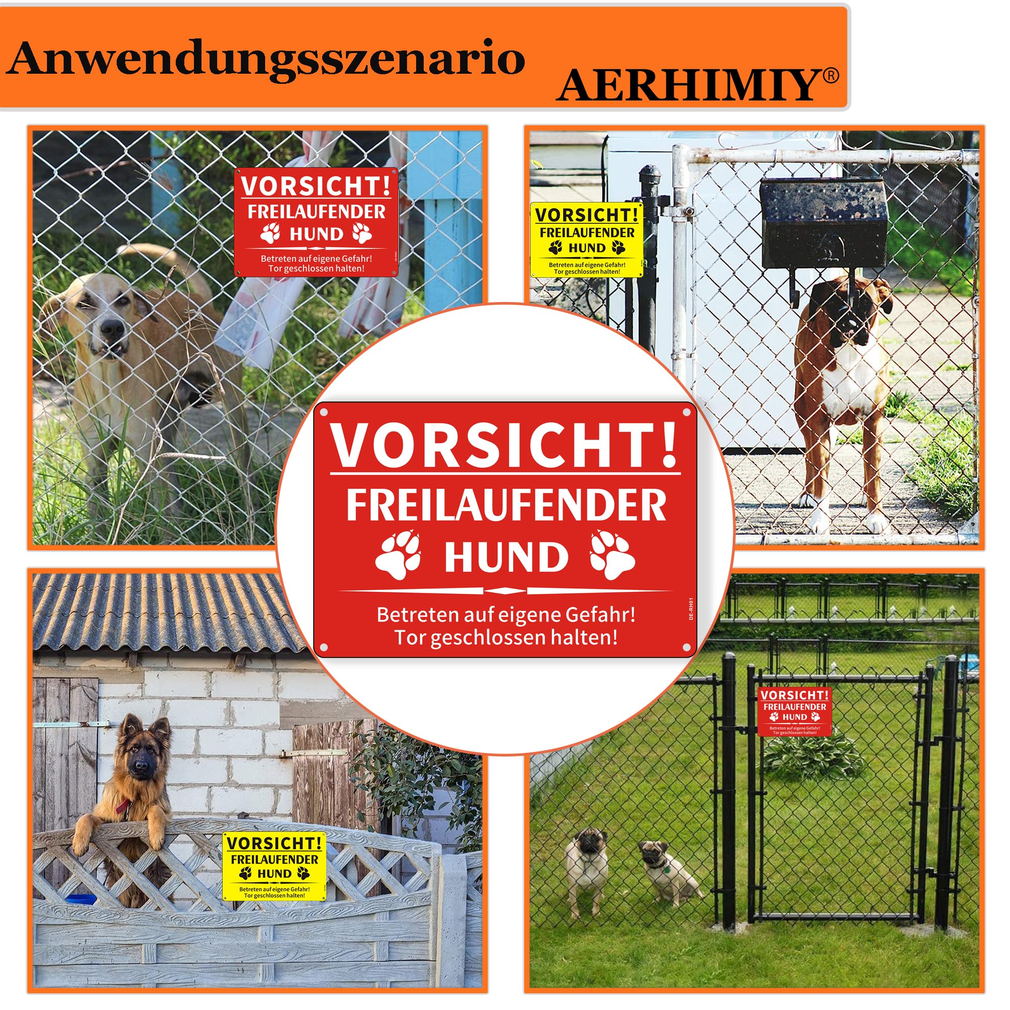 2 Stück 'Dog On Premises' Hundeschilder Aus Aluminium – Reflektierend, Rostfrei & Wetterfest (25,4 X 17,8 Cm)