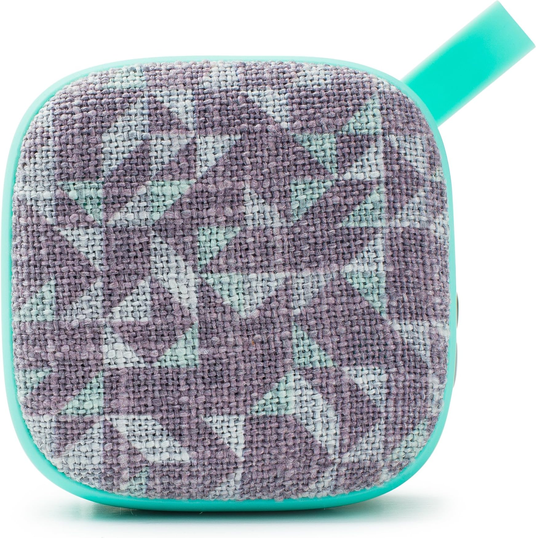 SMART BUDDIE Fabric Printed 4 Watt Bluetooth Speaker with Mic - Gray and Mint Triangle Print