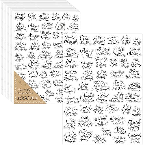 1000 unidades de calcomanías de versículos bíblicos, calcomanías transparentes inspiradoras de oración, etiquetas de escritura alentadoras,