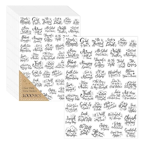 1000 PCS Bible Verse Stickers, Clear Inspirational Pray Stickers Encouraging