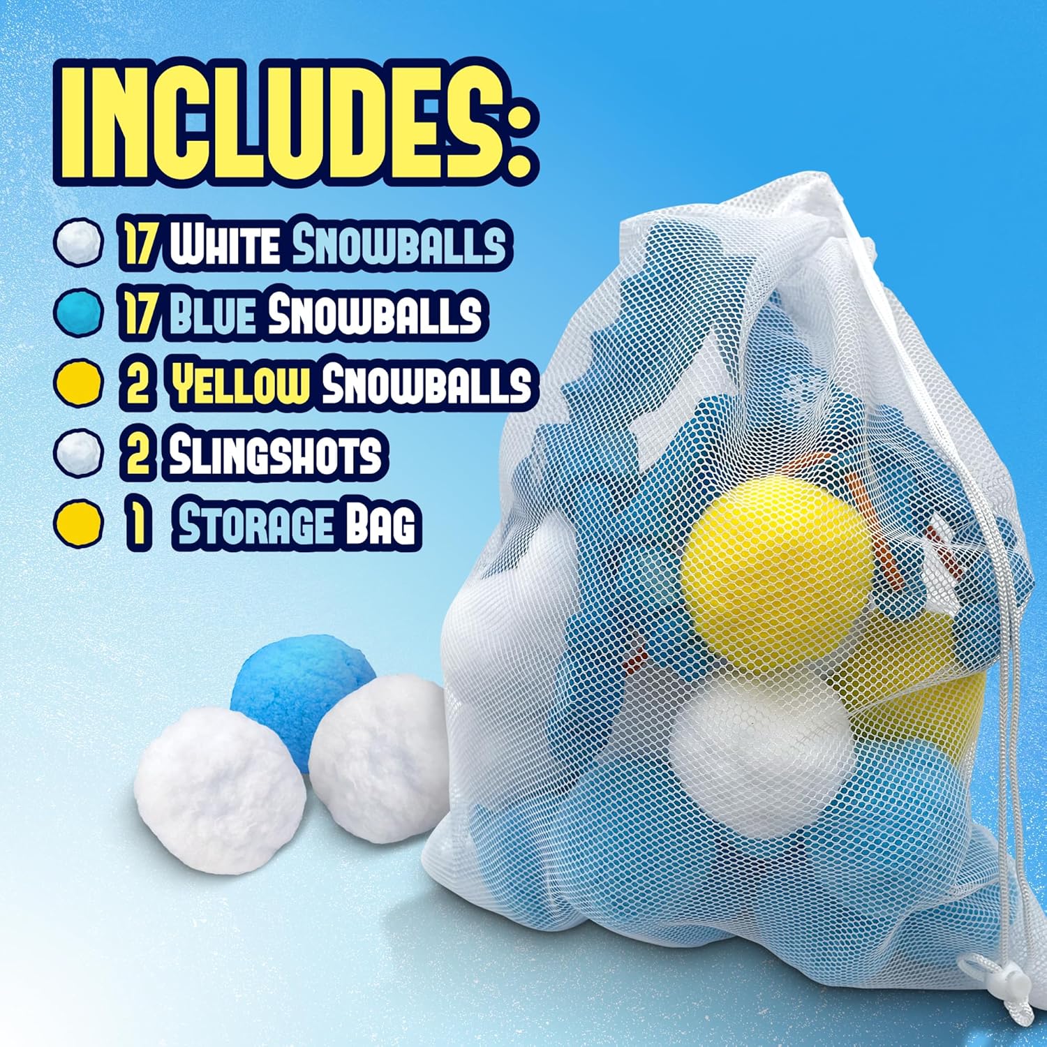 ArtSkills Snowball Battle, Indoor Snowball Fight Set with 36 Fake Snowballs & 2 Snowball Slingshots
