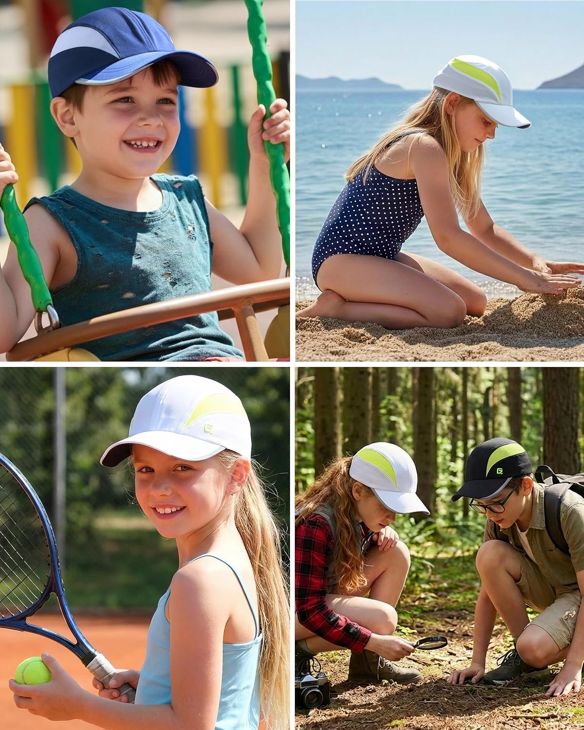 GADIEMKENSD Kids Performance Baseball Cap, Cooling Sweatband, Breathable Mesh, Reflective Front- Back Design