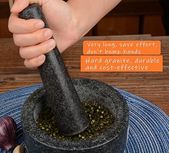 Granite Replacement Pestle 7.4inch Only Polished Stone Pestle, Large Pestle for Multifunction in Kitchen (Mortar is not Included)(Granite Polished)