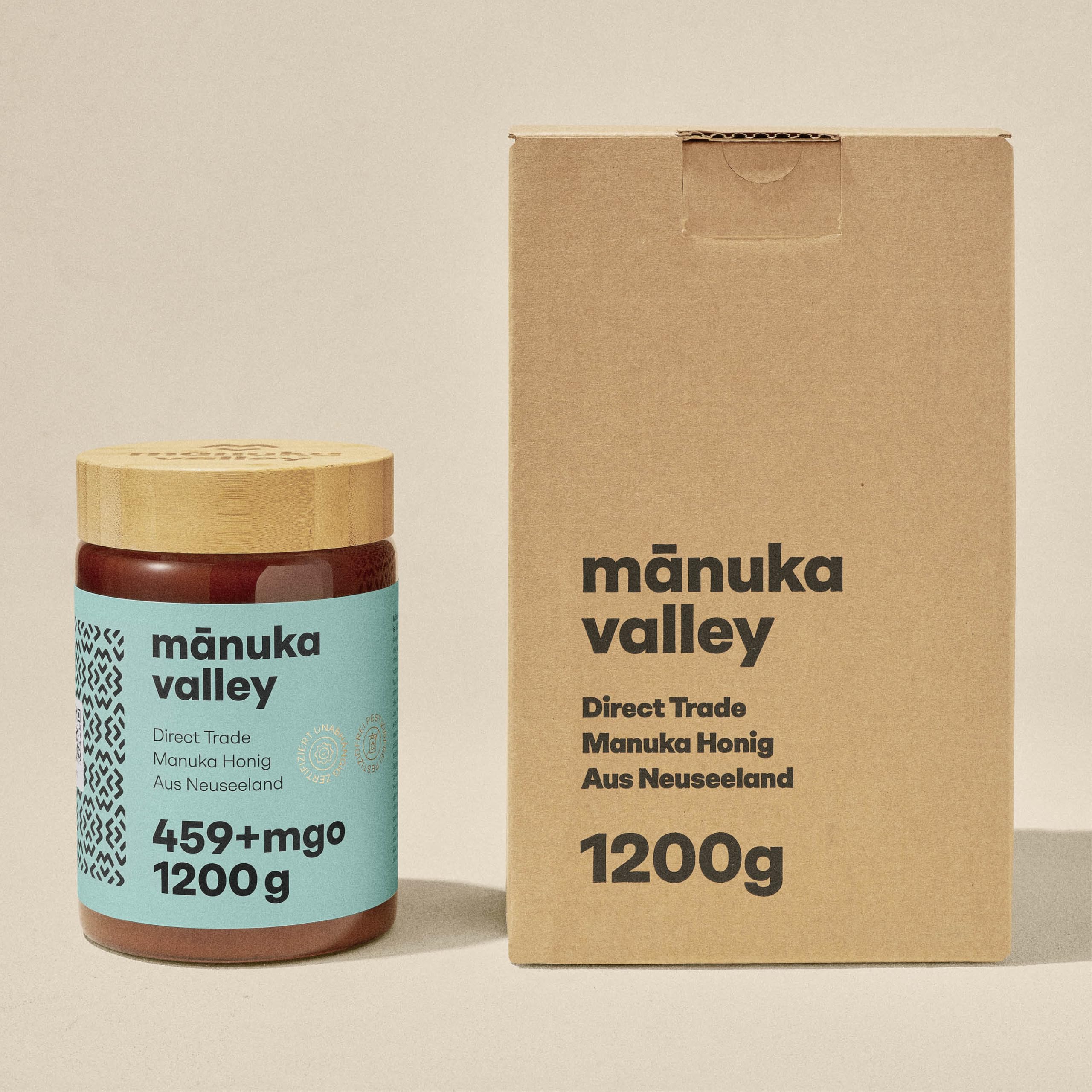 MANUKA VALLEY – Manuka Honig mit 459+ MGO im Glas. 1.200 g. Laborgeprüft und zertifiziert – 100 % natürlicher Manuka-Honig aus Neuseeland. Cremig, zart und mit subtiler, erdiger Note