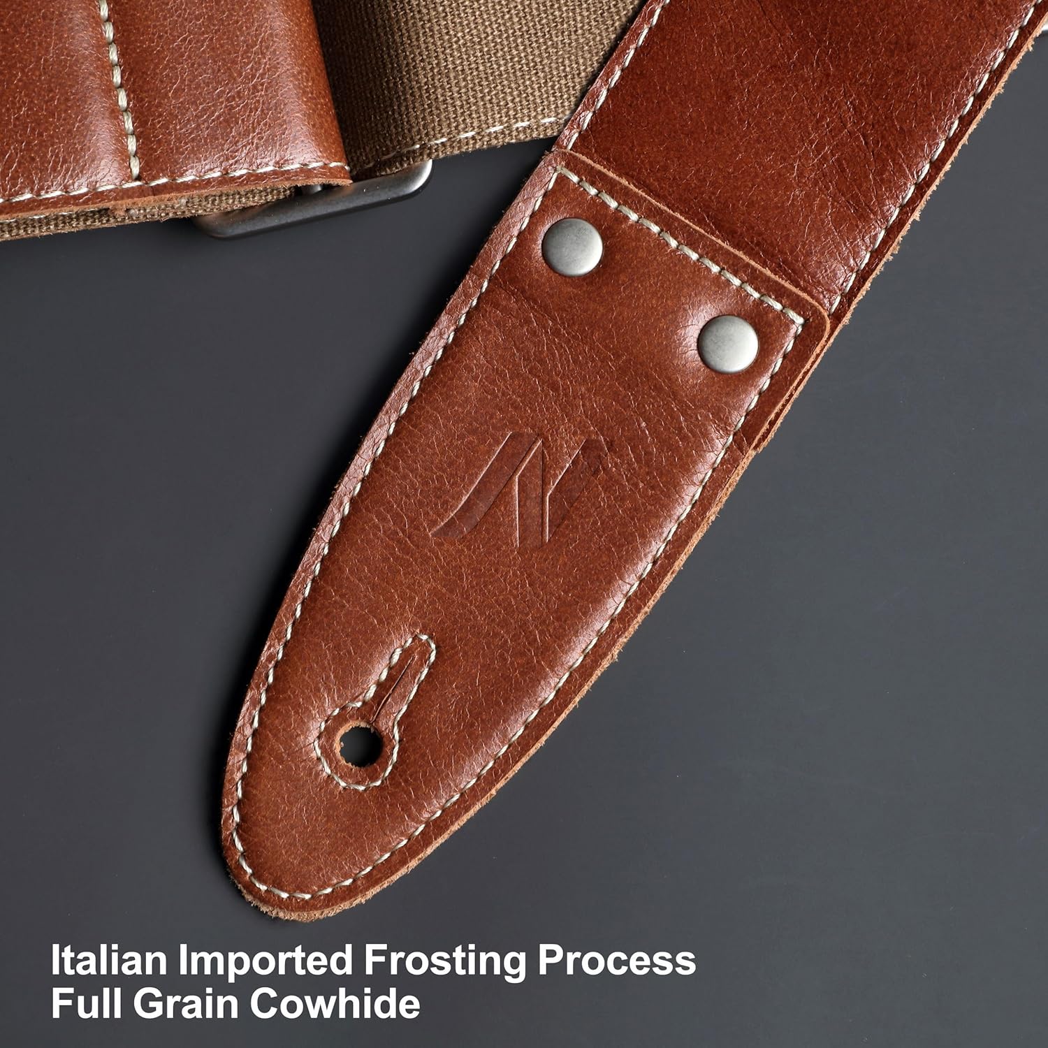 Nefelibata Guitar Strap, 2"Full Grain Leather Guitar Straps with Pick Pocket for Bass, Electric & Acoustic Guitar, Come with Guitar Picks,Strap Button and Strap Locks(Coffee Brown)