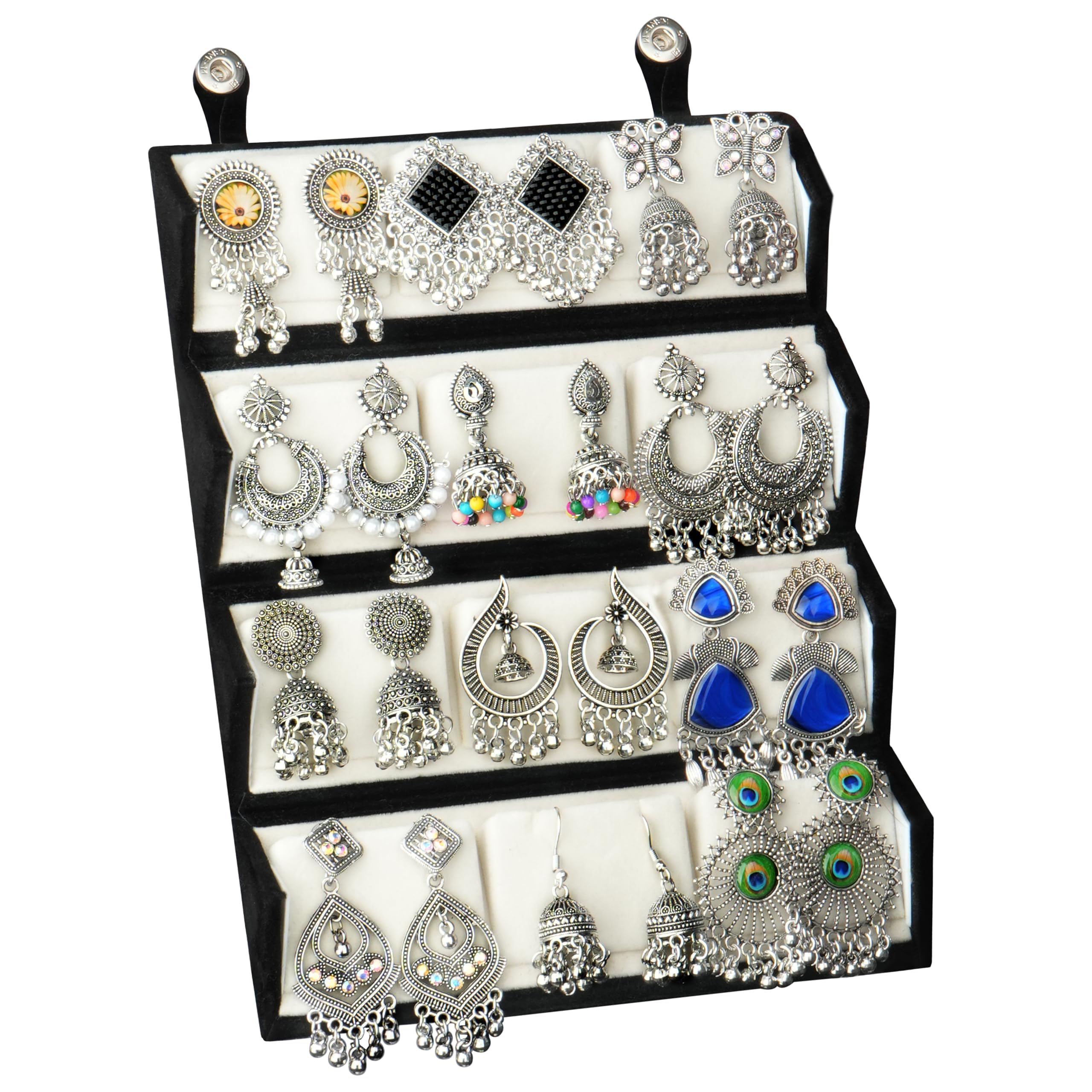 Ishq E Jhumka Oxidized Metal Designer Earring Set of 12 with Folding Jewelry Box | Minimalist & Traditional Jhumka Set for Womens & Girls-image-37