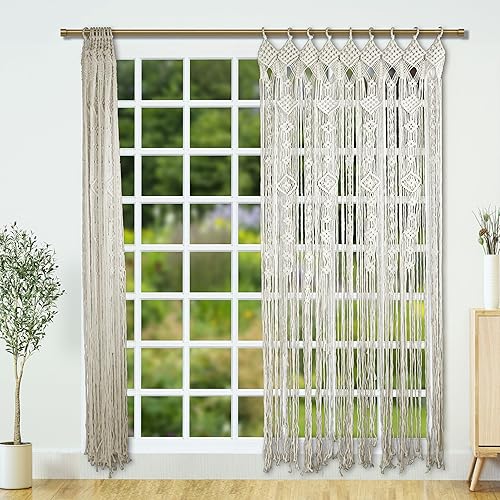 Miniatura 8 de Cortina de macramé de estilo bohemio para puerta, panel de telón de fondo hecho a mano, hippie para colgar en la puerta, decoración de boda, cortina