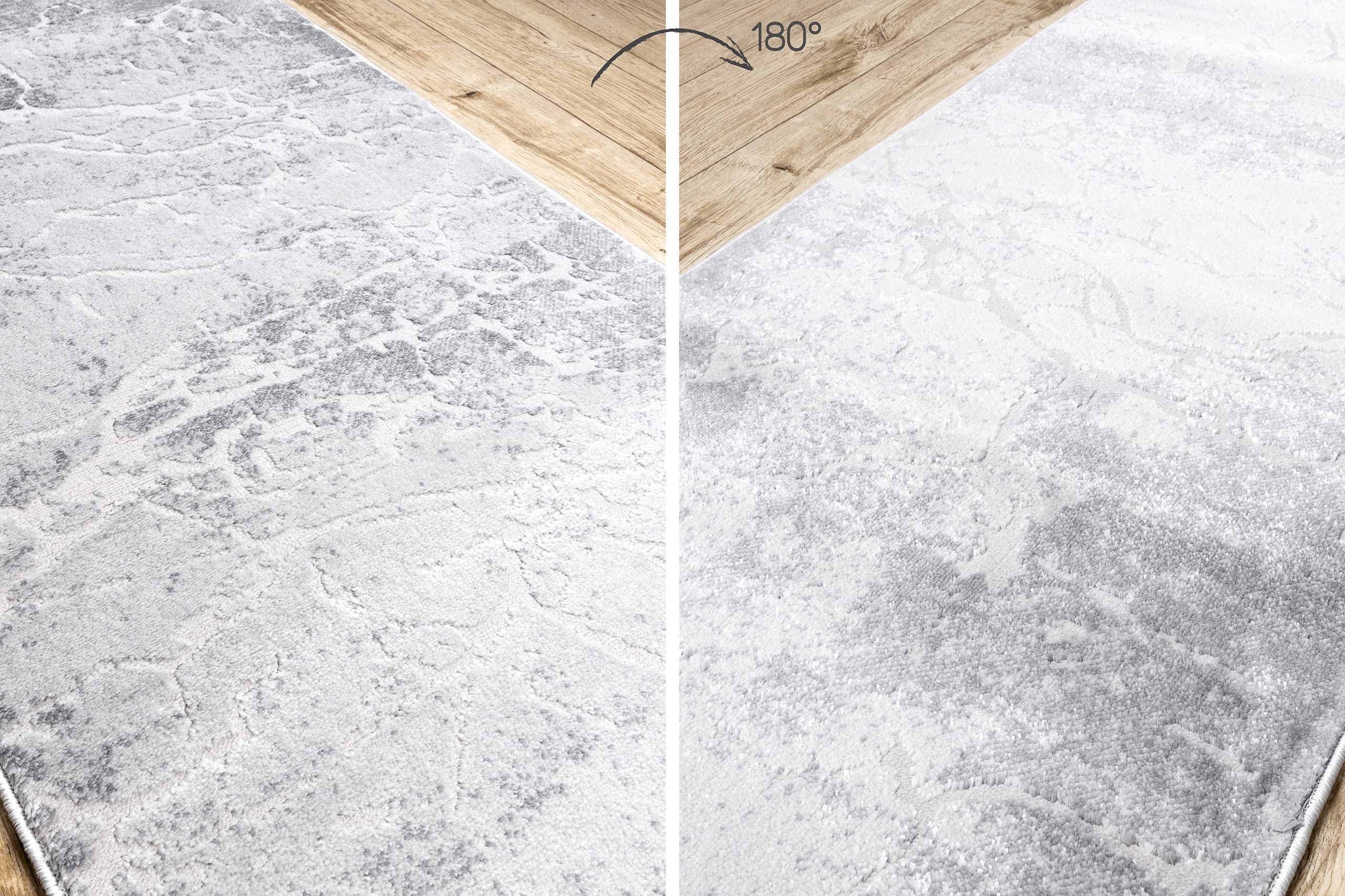 rugsx Passatoia Structural MEFE per cucina, corridoio, soggiorno, robusto, moderno, due livelli di pile Grigio 100x360 cm
