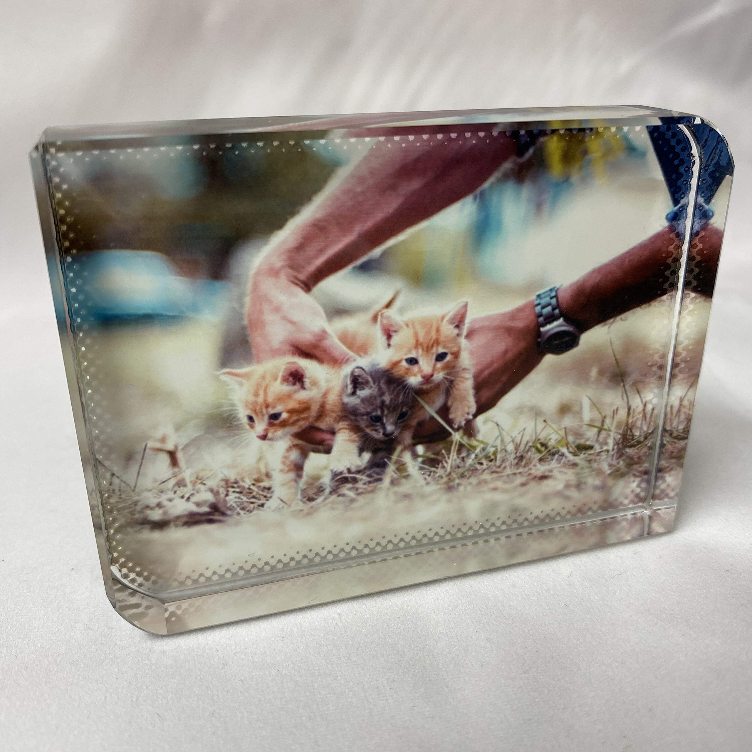 ShopQuality4U Full Picture Print Personalised Small Crystal Block, 8×6cm Custom Photo Glass Block, Birthday Present, Mothers Day Gift