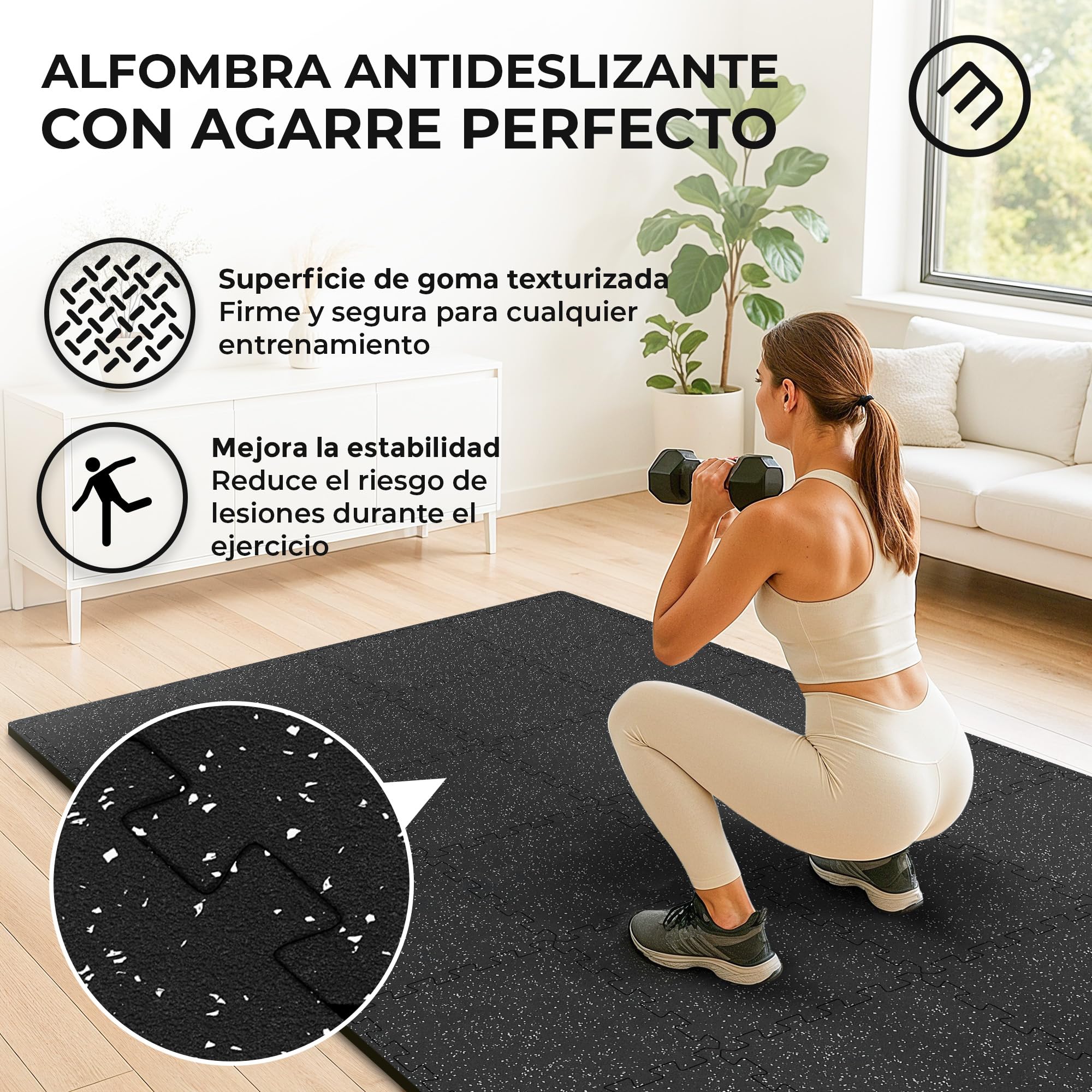 bemaxx Esterilla Fitness Suelo Gimnasio Caucho – Set de 18 Alfombras Puzzle Protector Suelo de Goma, Colchoneta Gimnasia Ejercicio en Casa, Espuma Tatami Deporte Alfombrillas Pesas Gym Garaje Piscina
