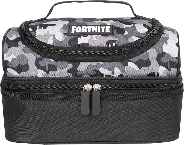 Fortnite - Kids Lunch Bag - Fortnite Camo Design Insulated Lunch Box - 2 Spacious Compartments - Carry Handle - Thermal Lunch Bag Kids/Teens