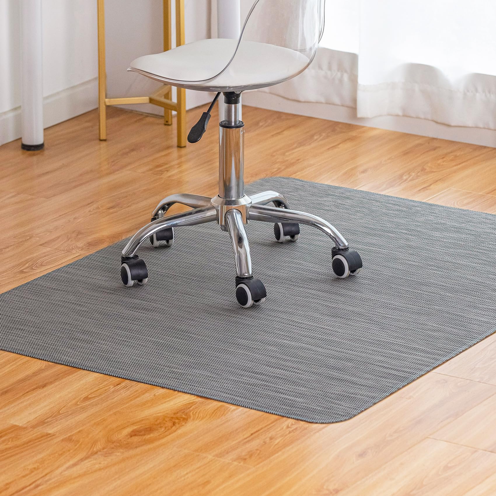 Baroyal Office Chair Mat for Hardwood Floor Under Desk Computer Rolling Chair Mat for Wood/Tile Floor Non-Slip Heavy Duty Desk Rug PVC Plastic Hard Floor Protector 45"x 53" (Gray)