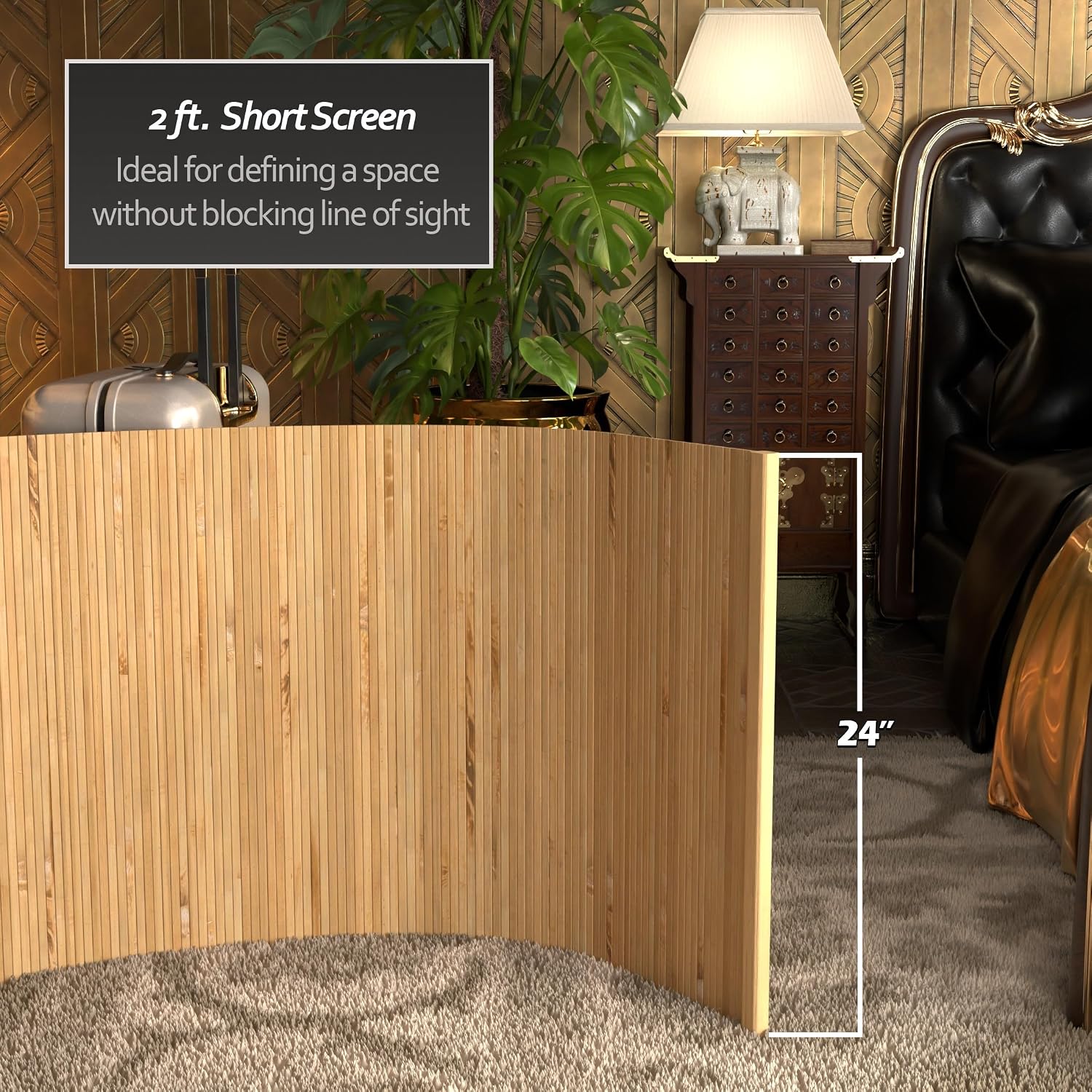 2 ft. Tall Reversible Bamboo Wave Screen - Burnt Bamboo