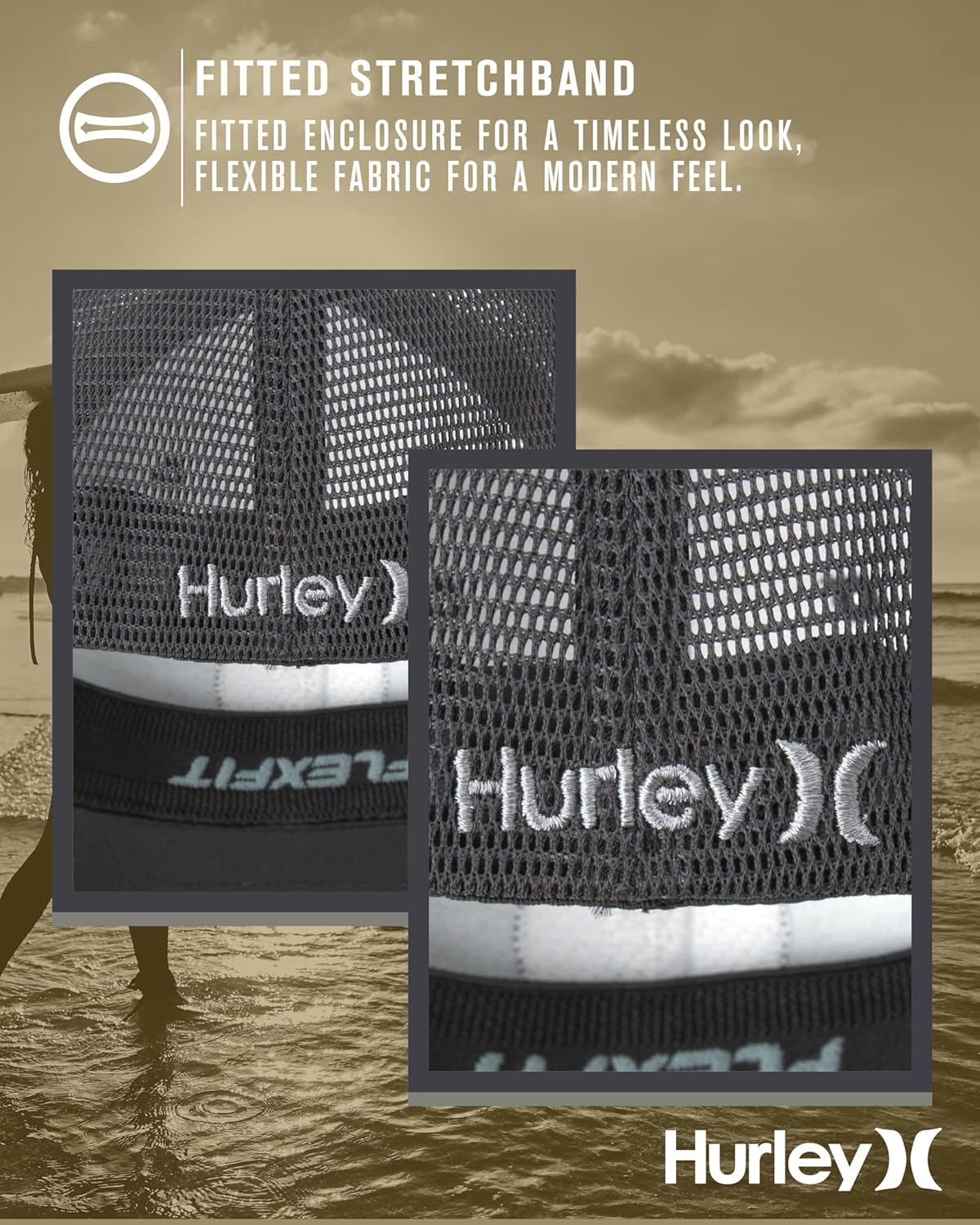Hurley Mens Hat - Oceanside Flex Fitted Trucker Hat - Image 5