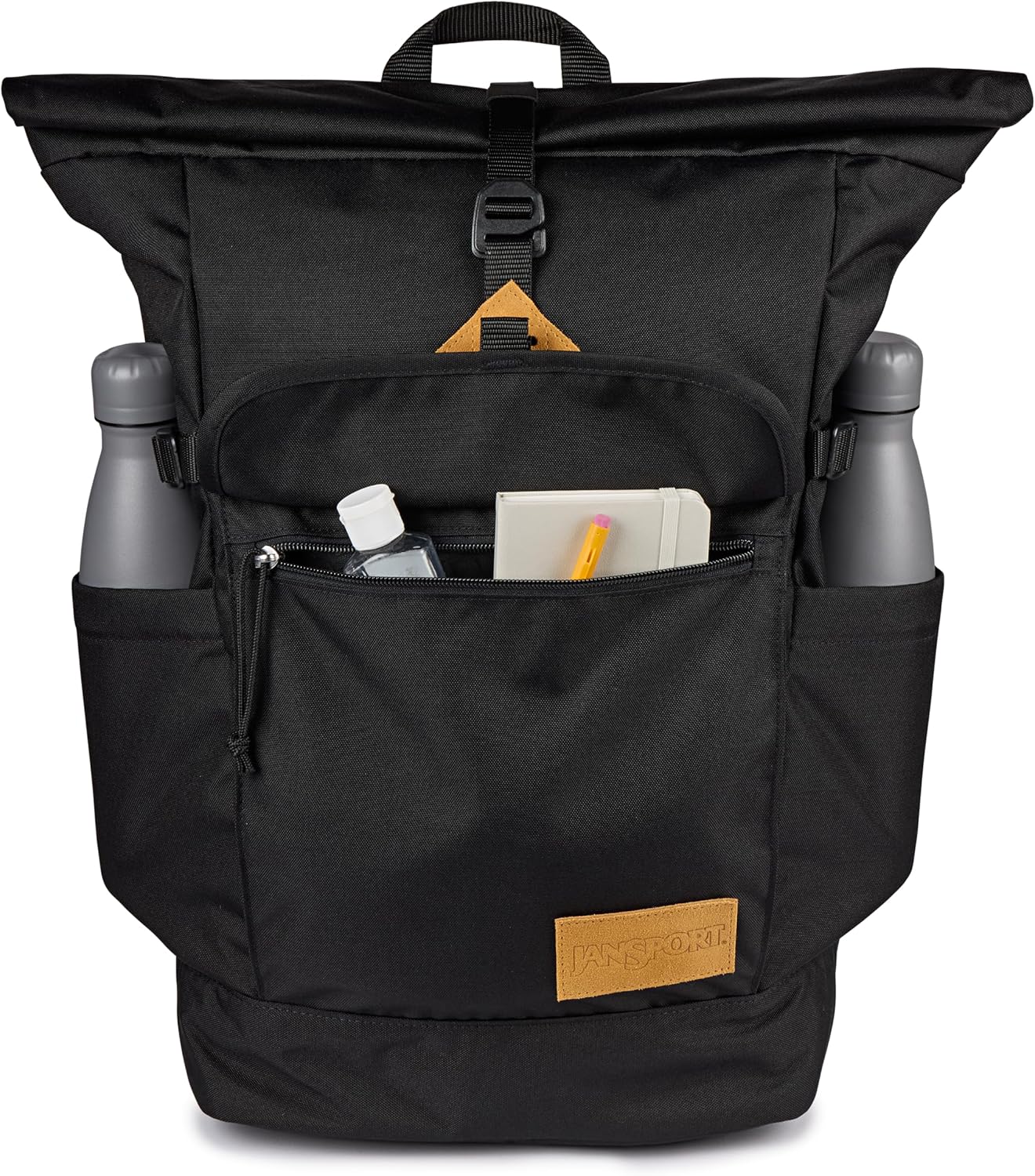 JanSport Hatchet Rolltop Backpack - 17-inch Padded Laptop Sleeve, Spacious Main Compartment, Dual Water Bottle Pockets, Black - Image 5