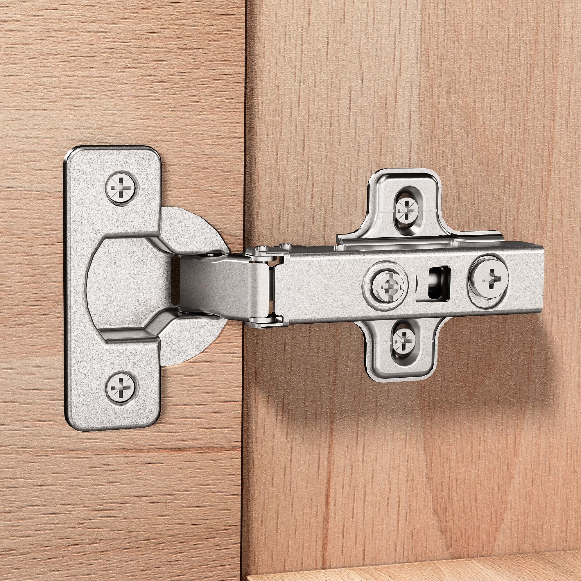 10 Pack 5 Pairs Precision-Engineered Frameless Full Overlay Soft Close Cabinet Hinges, European Hinges For Cabinets, Hidden Cabinet Hinges Adjustable 35mm Cup Clip-On Plate Nickel Plated Finish