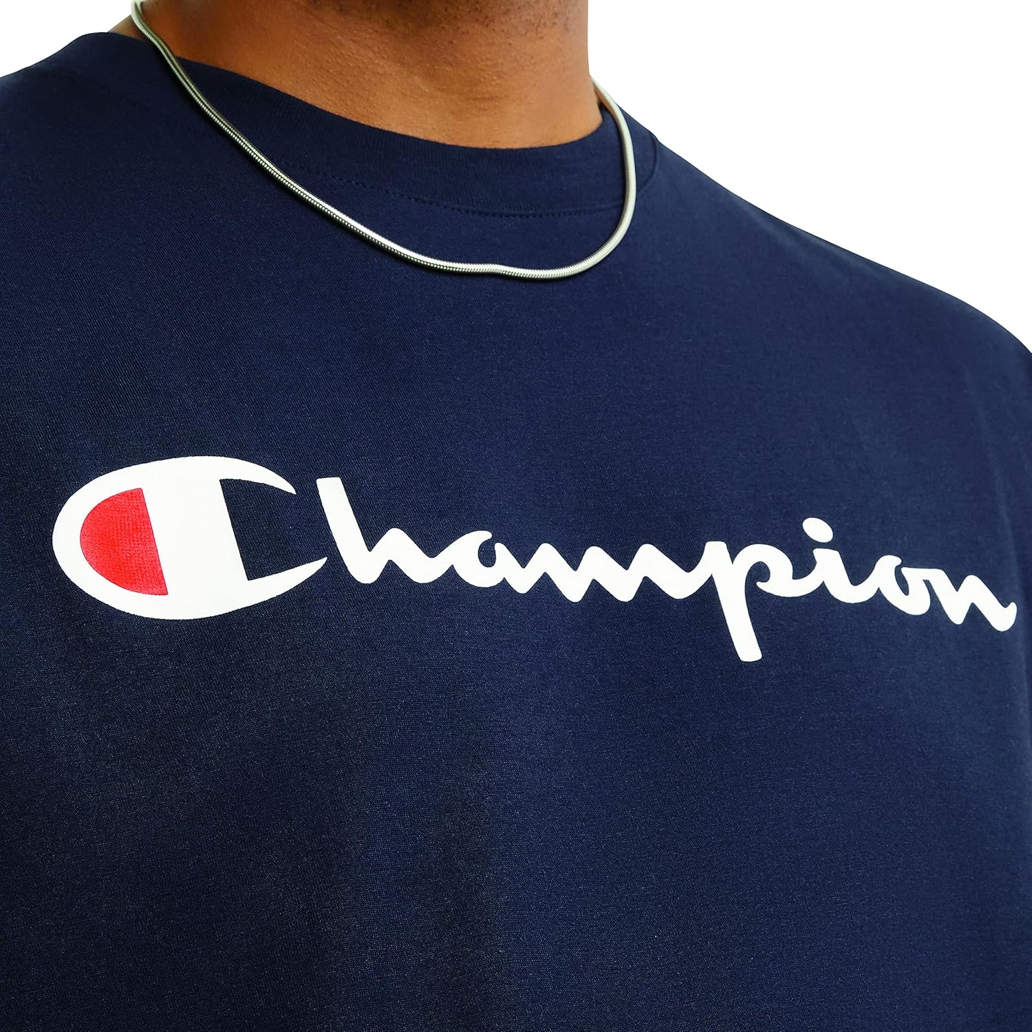 Champion, Cotton Midweight Crewneck Tee,t-Shirt for Men(reg. Or Big & Tall) X-Large Navy Script