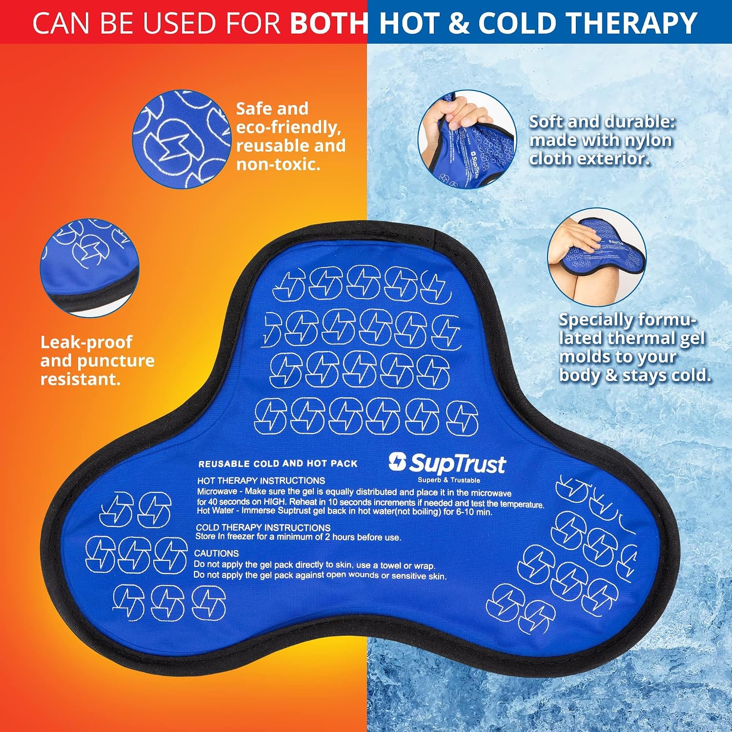 Shoulder Ice Pack for Injuries Reusable: Cold/Hot Therapy Wrap for Rotator Cuff Injuries, Bursitis & Swelling - Gel Ice Pack Reusable Compatible with Suptrust Shoulder Brace for Women and Men