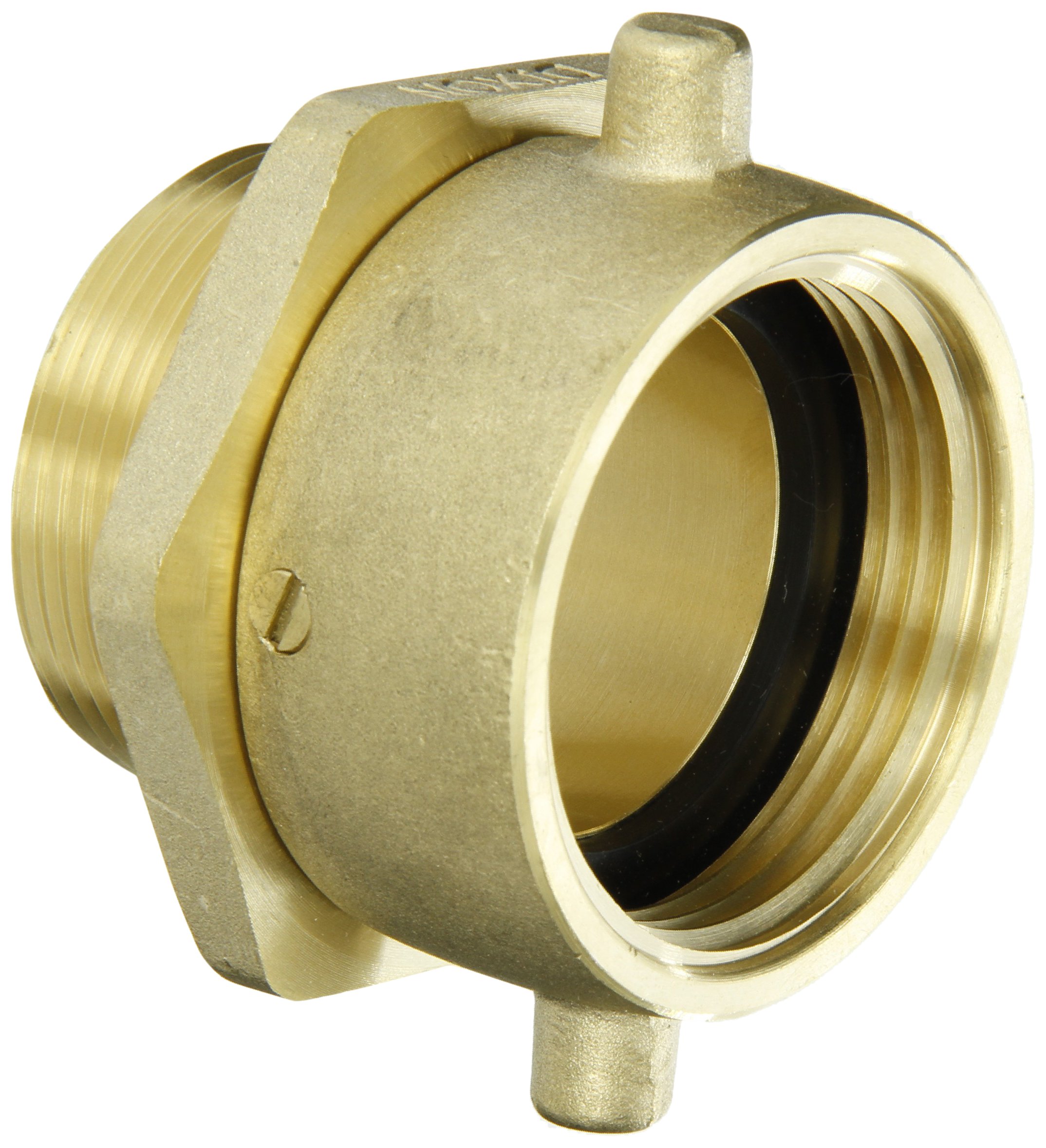 Dixon Valve & Coupling Valve SM150F Brass Fire Equipment, Swivel Adapter with Pin Lug, 1-1/2" NST (NH) Female x 1-1/2" NPT Male