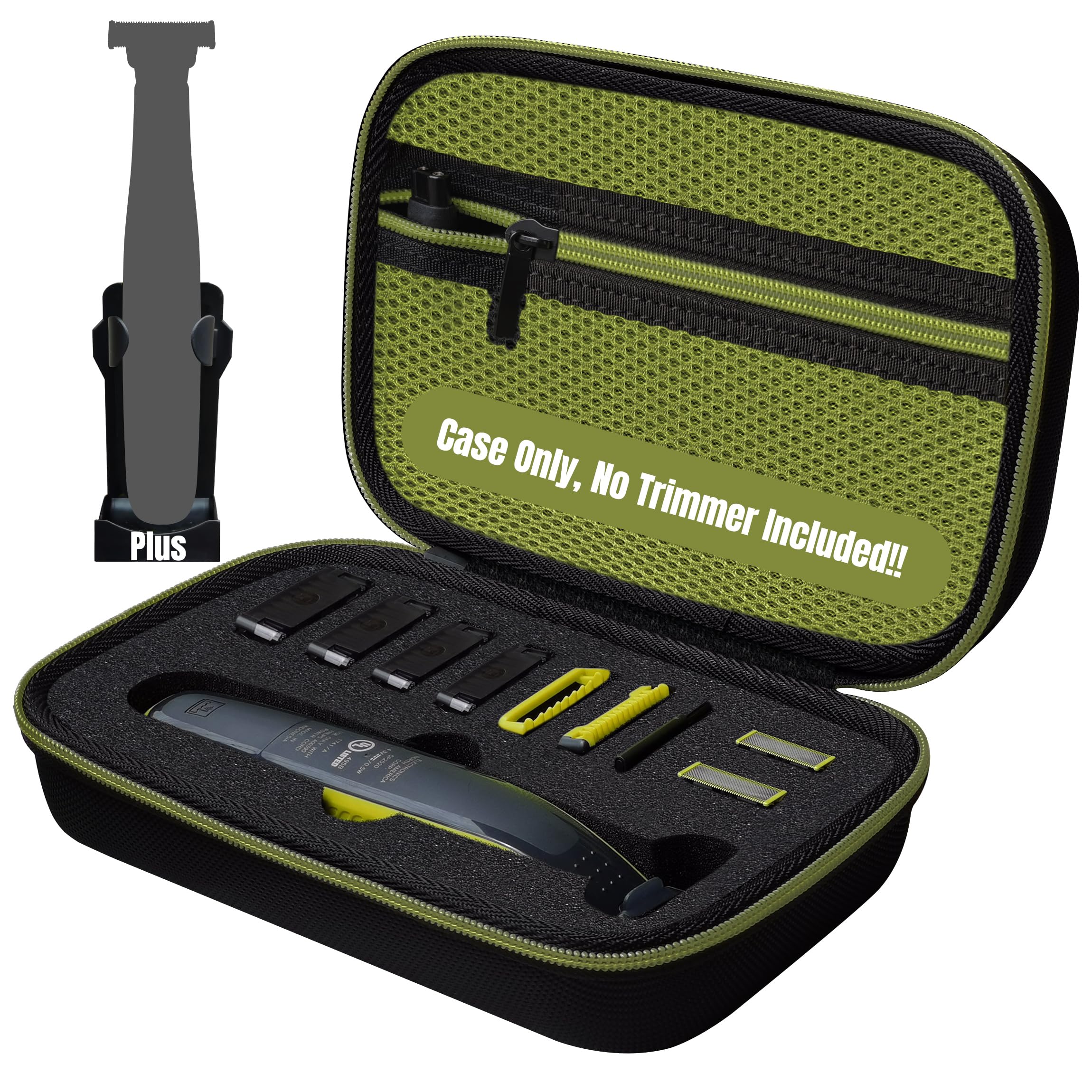 Woollo Funda compatible con Philips OneBlade Face + Body QP2630 QP2620 QP2530 QP2520 Portátil Duro Viaje Case Funda, OlivCcolor, Zipperout