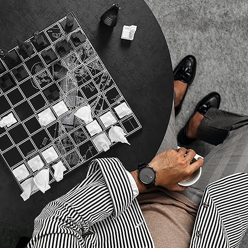 Miniatura 5 de Skyline Chess - Acrylic Dubai Edition - with B/W Hatch Board
