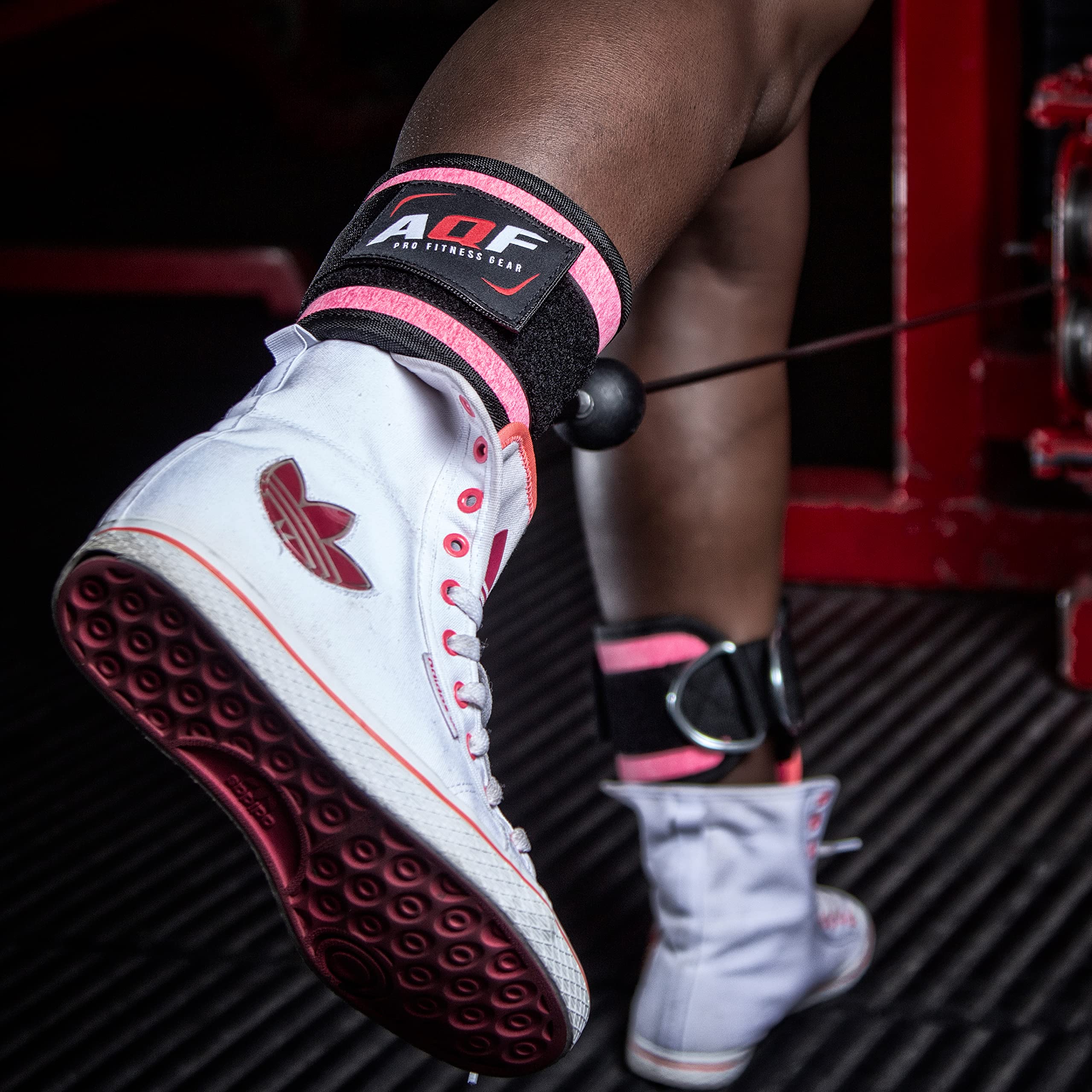 AQF Sangle de Cheville Musculation, Double Anneau D Réglable Ankle Straps pour Machine à Câble, Entraînement Jambes, Accessoires Fitness Hommes Femmes Exercices de Traction
