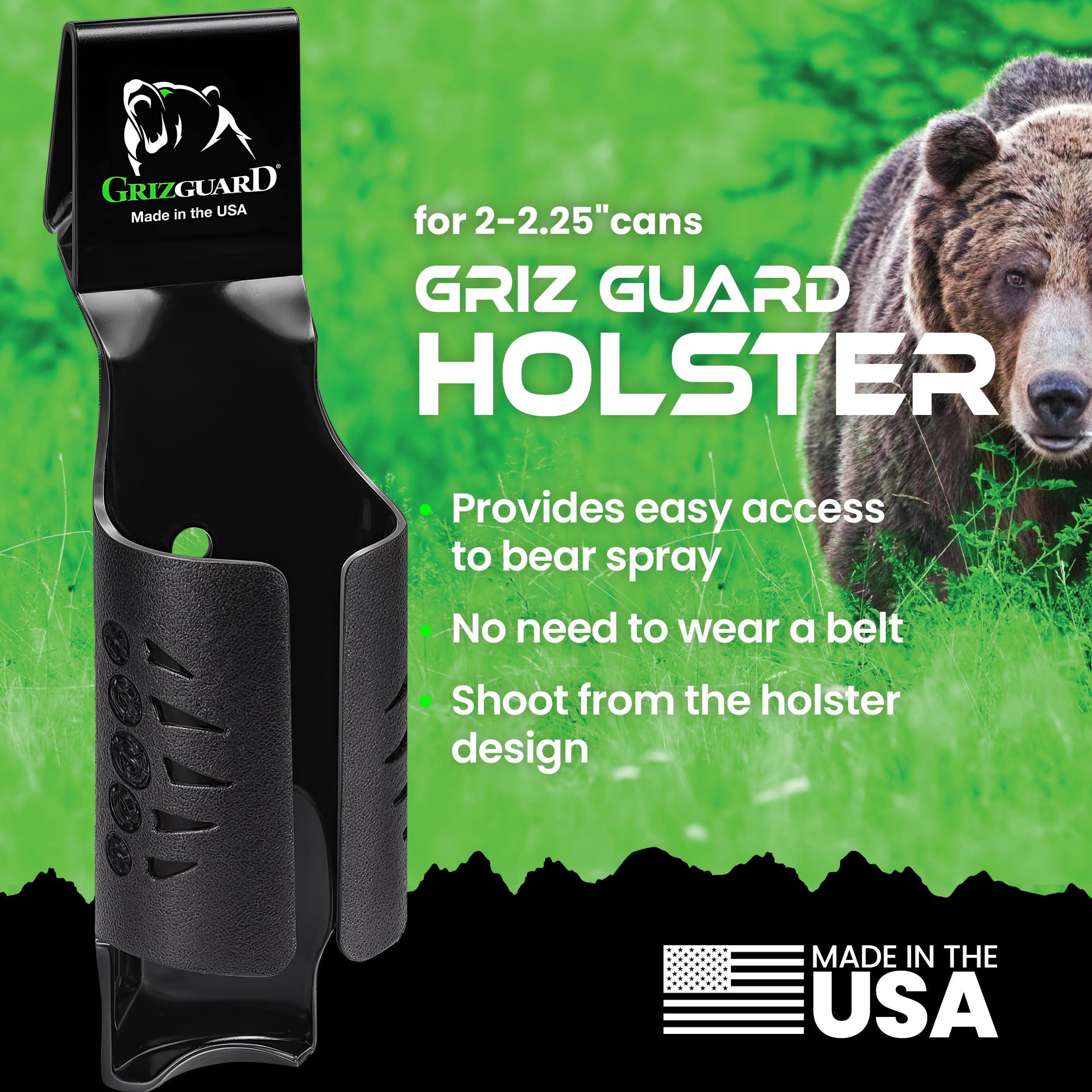 UDAP Griz Guard Bear Pepper Spray Holster, Holder with Belt Clip