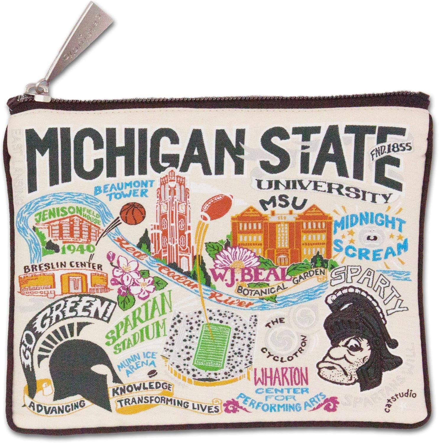 Catstudio Michigan State University Collegiate Zipper Pouch Purse | Holds Your Phone, Coins, Makeup, Dog Treats, & Tech Tools
