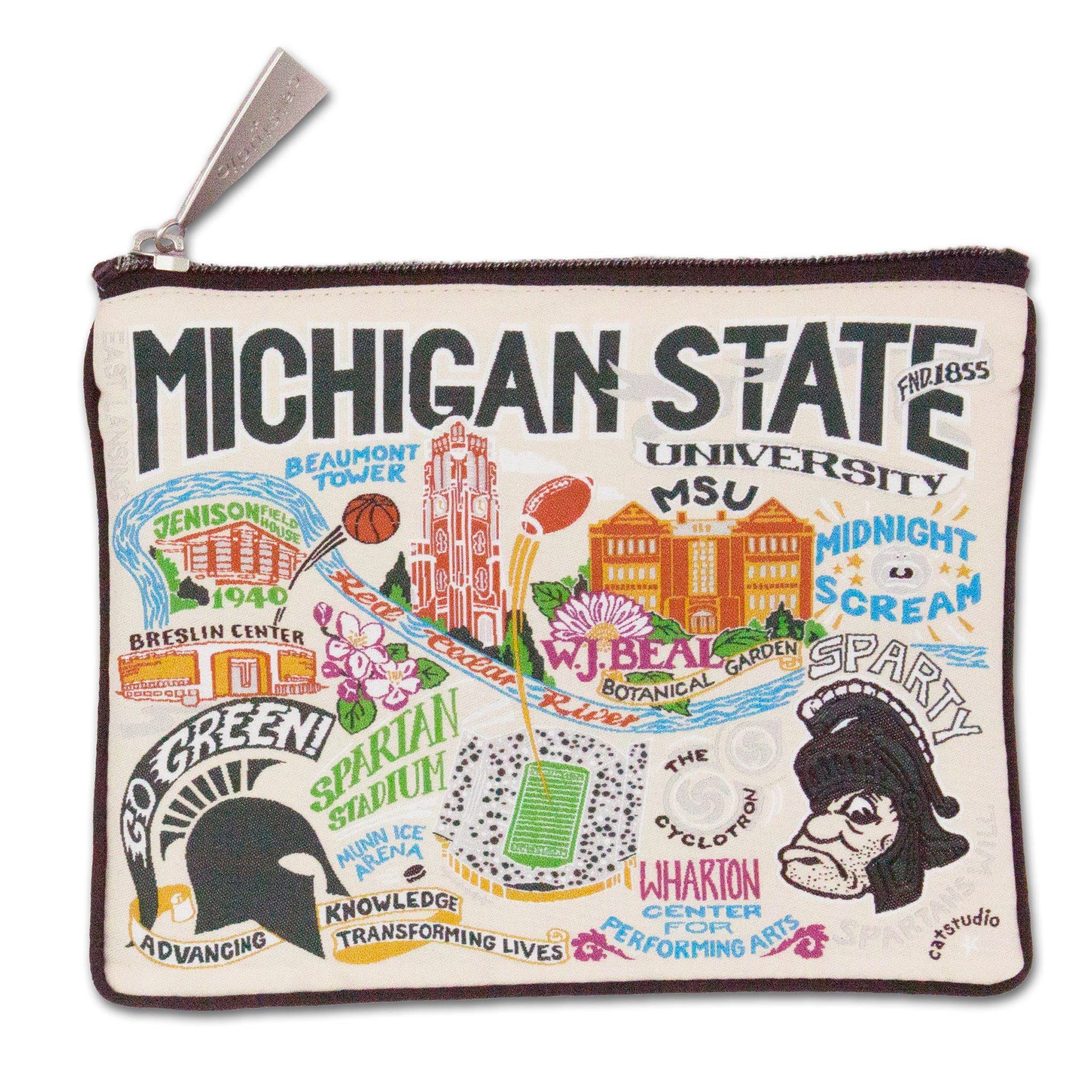 Catstudio Michigan State University Collegiate Zipper Pouch Purse | Holds Your Phone, Coins, Makeup, Dog Treats, & Tech Tools