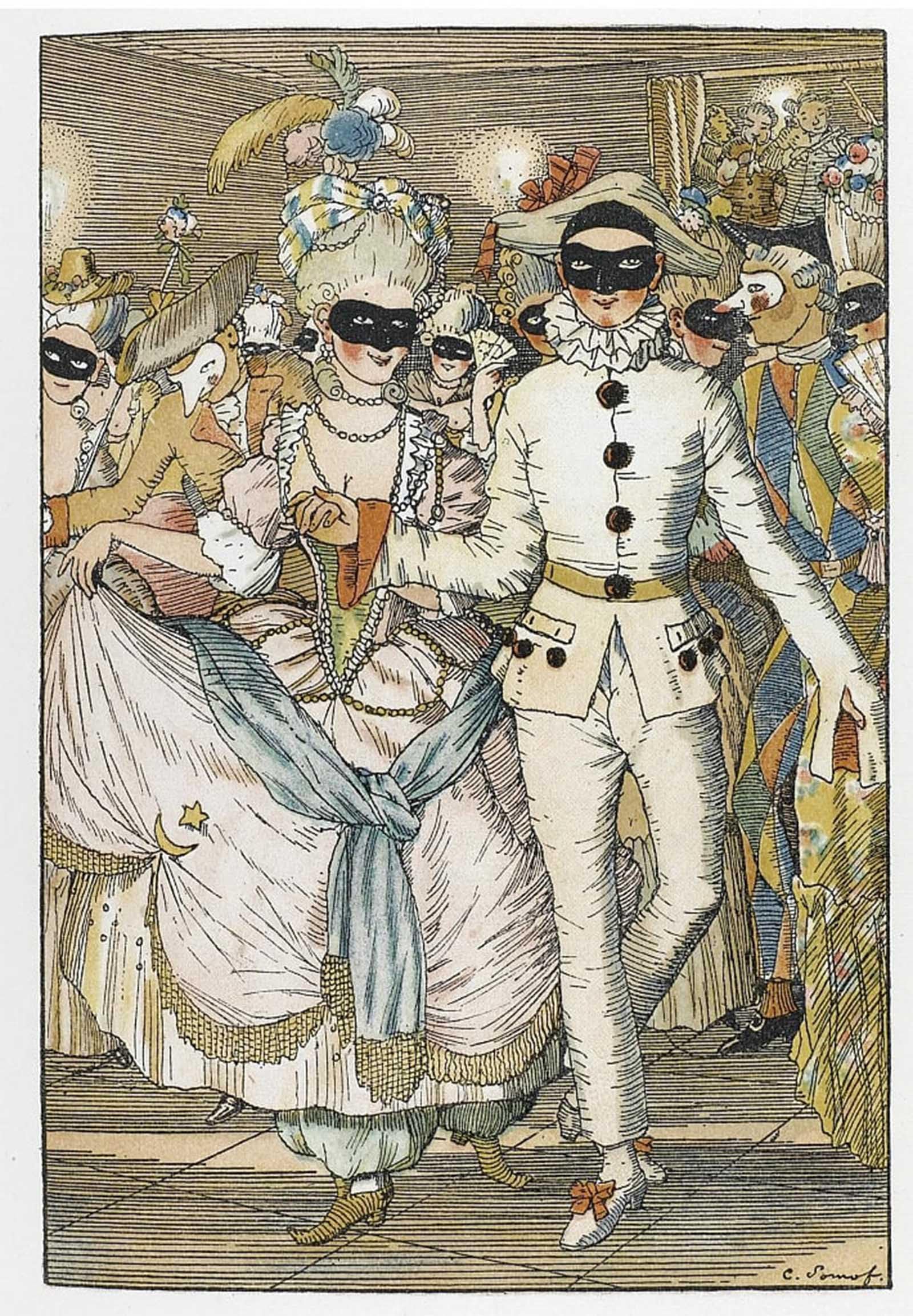 POSTERIIk Famous Print Pop Art Wall Art Graffiti Illustration for the Book of the Marquise by Konstantin Andreevic Somov Art Prints for Home Decor 60x90cm