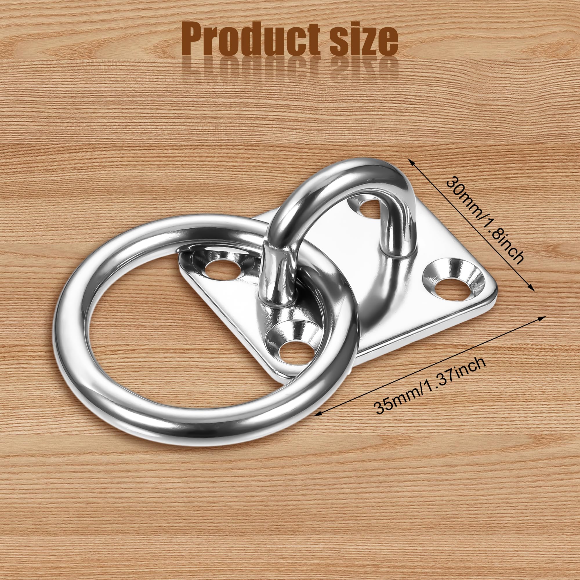 Tie Ring on Plate Galvanised Dog Animal Tether Horse Hay Net Tack Tie up Stable Ring Hook (35mm x 40mm) - Image 3