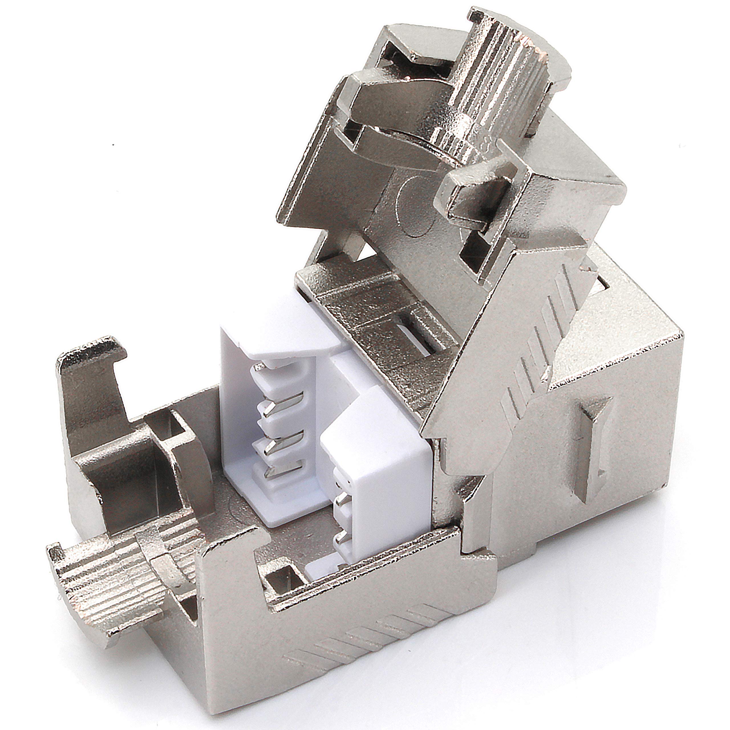 1aTTack.de 10 x CAT 8-3 x Keystone RJ45 sans outil CAT8 Key Stone boîtier métallique blindé 40 Gbit s compatible avec Cat5 Cat6 Cat7 10 pièces Cat8 Keystone Cat8 Keystone