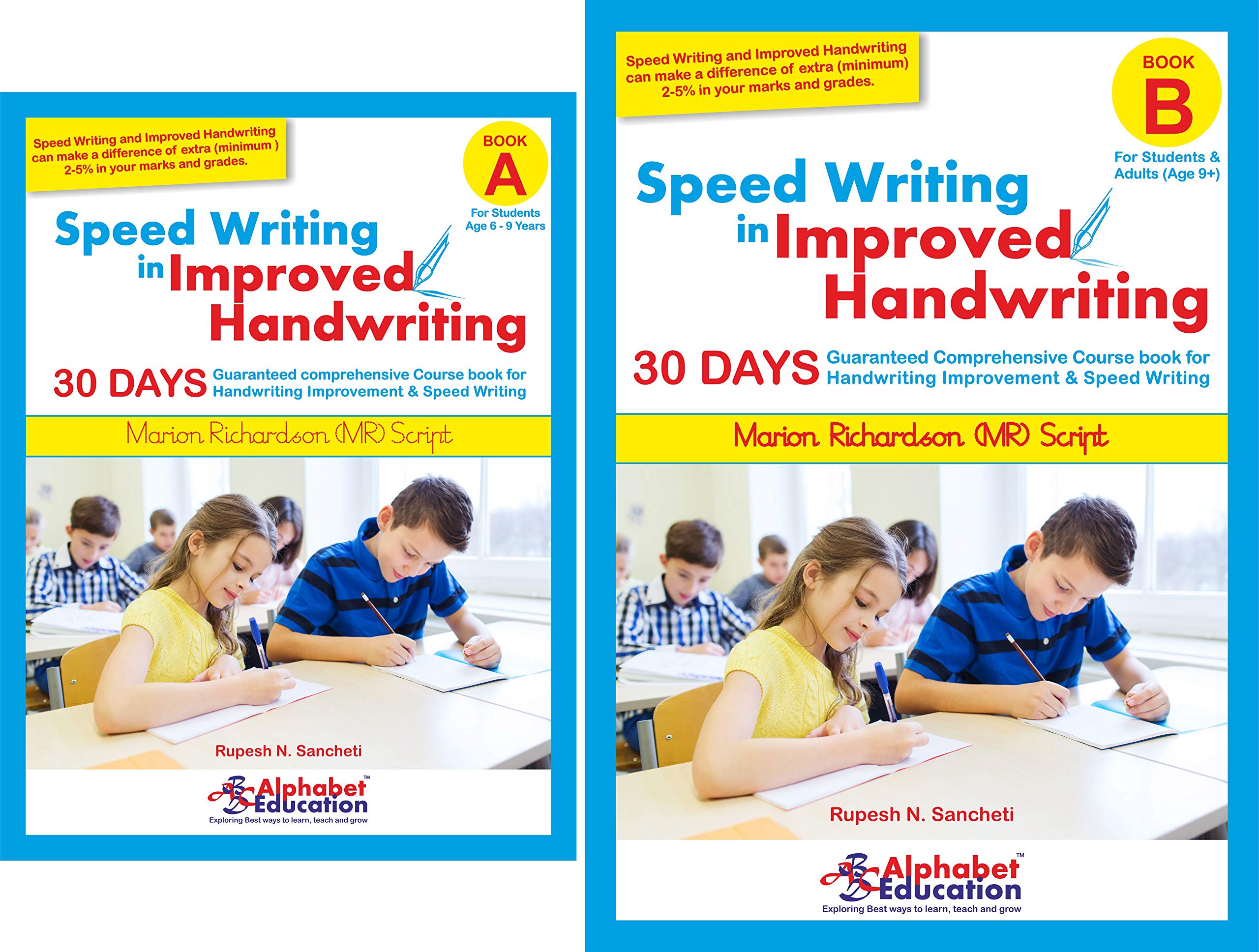 MR script writing Combo - Speed writing in improved handwriting - Book A (For 6-9 years) with Book B (For 9+ years) - 30 Days Handwriting practice book for speed writing and handwriting improvement Paperback – 1 January 2018