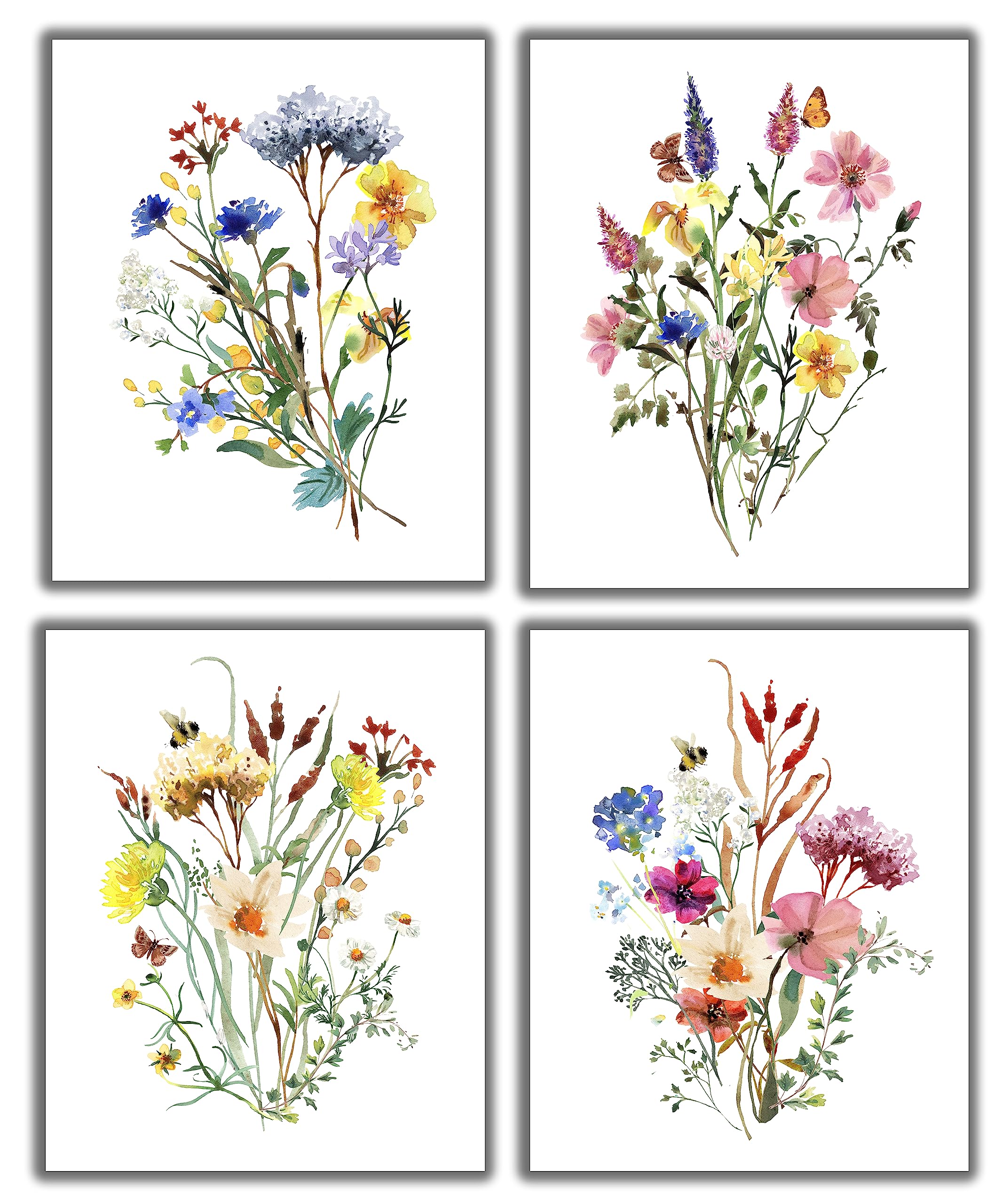 Amazon.com: Wildflower Bouquets Wall Art - Set of 4-8x10 UNFRAMED