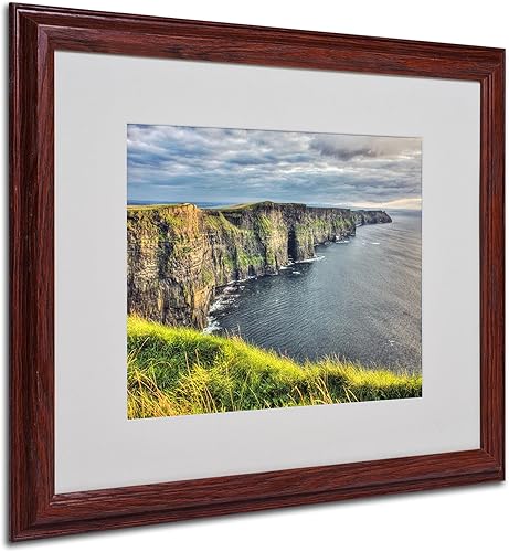 Arte de pared enmarcado Pierre Leclerc 'Cliffs of Moher Ireland' Decoración de pared con marco mate por Trademark Fine Art