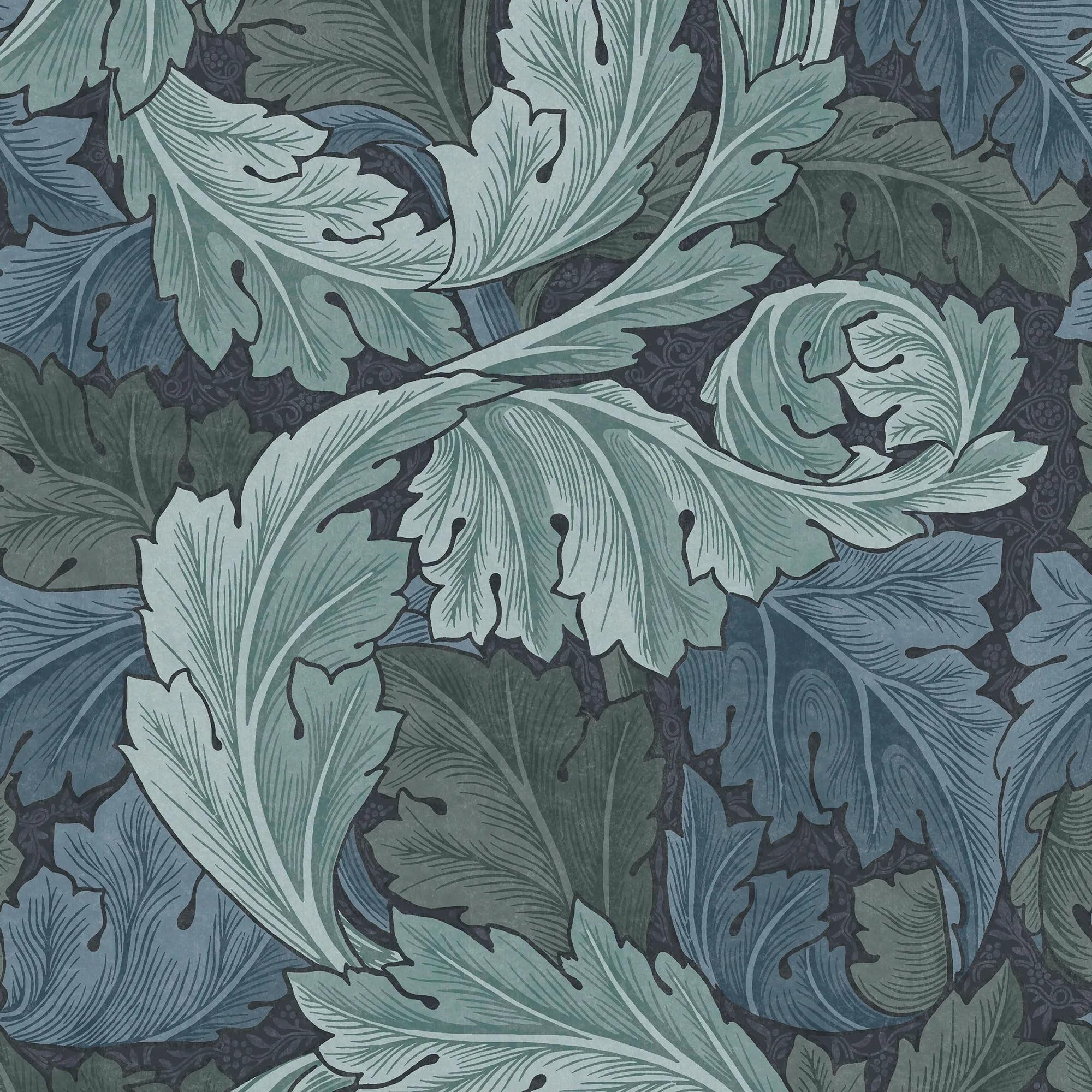 William Morris At Home Blue Acanthus Wallpaper | Paste The Wall | Floral | Eco-Friendly