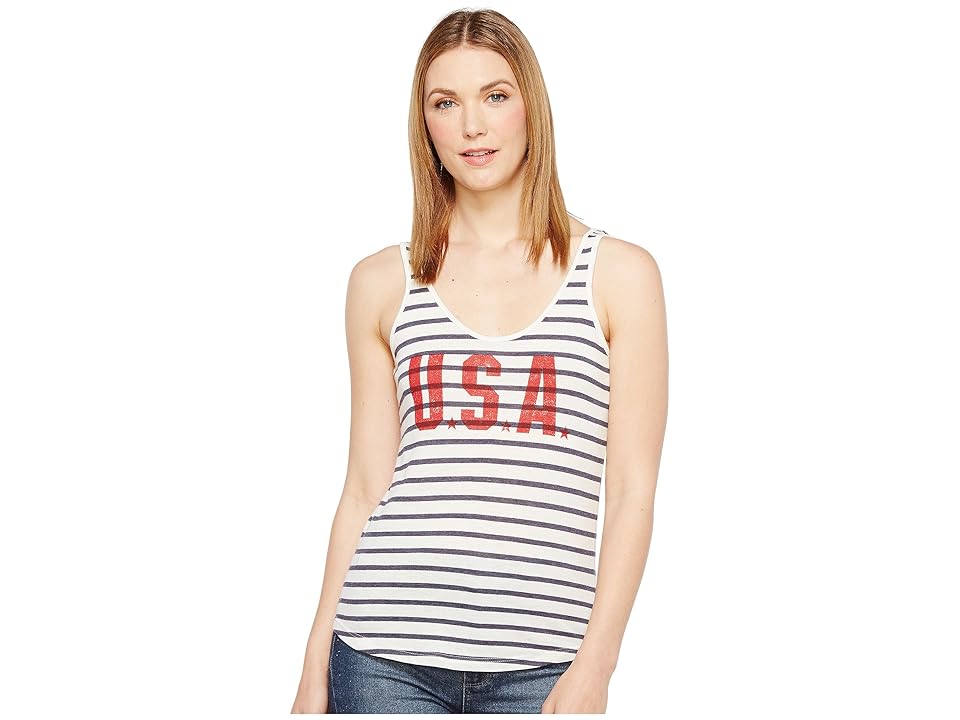 

Alternative Eco Jersey Castaway Tank Top (Midnight Riviera Stripe USA) Women's Sleeveless
