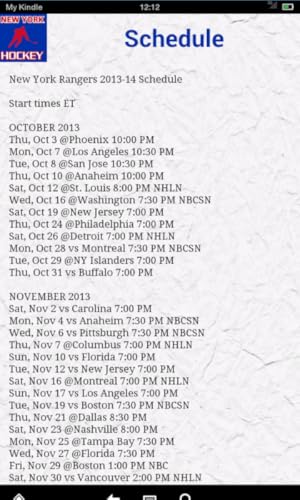 NYR Hockey News (Kindle Tablet Edition)