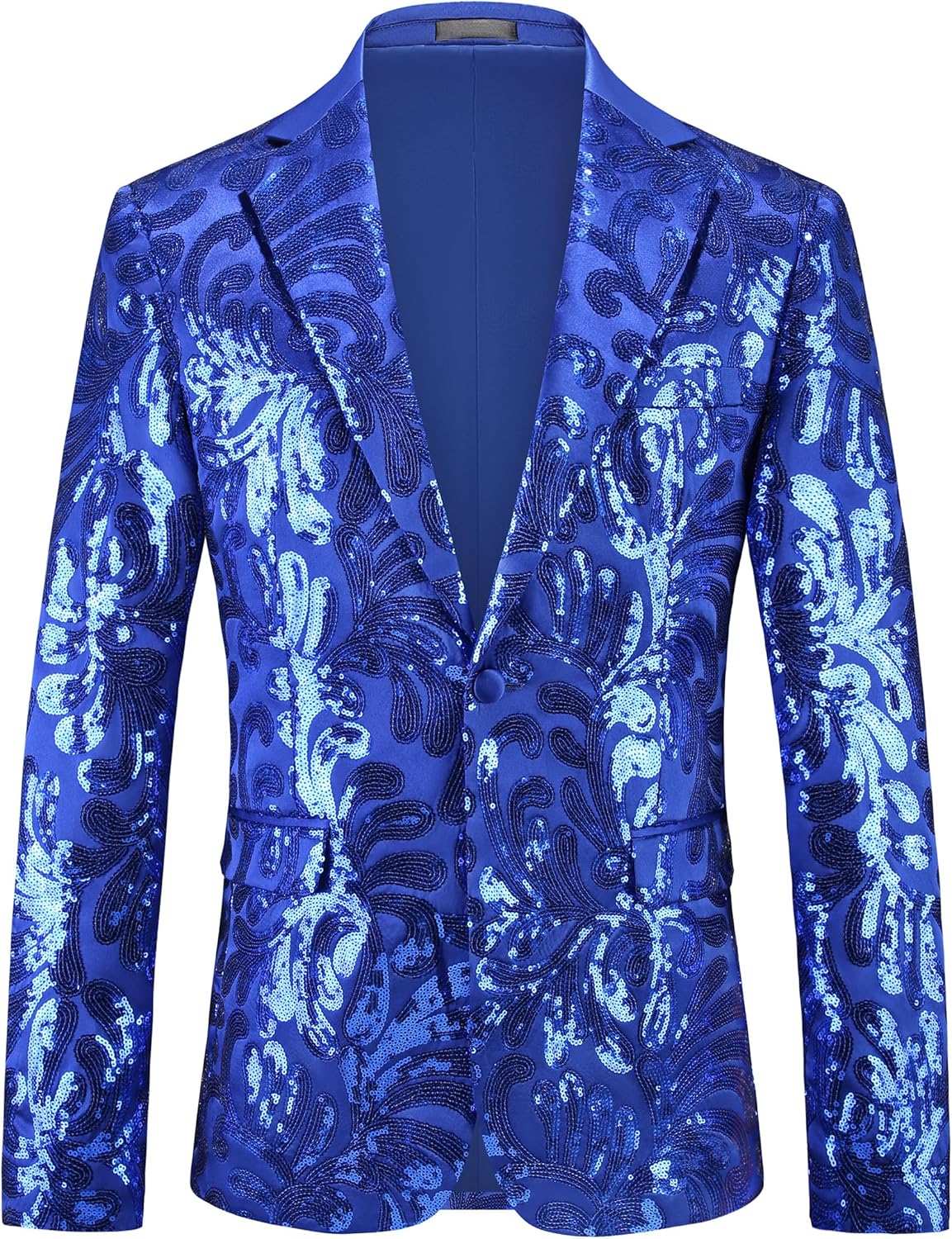 Men's Sequin Suit Set – Slim Fit Wedding Suit 2 Piece, One Button Floral Tuxedo Blazer & Pants for Party, Prom, Disco - Image 2