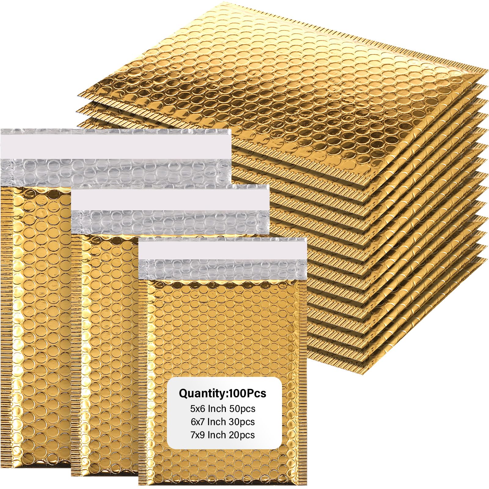 Yeyeplum 100 Pack Valentine's Day Gift Wrapping Bubble Mailers 3 Sizes Metallic Bubble Envelopes Waterproof Self Sealing Bags for Spring Back to